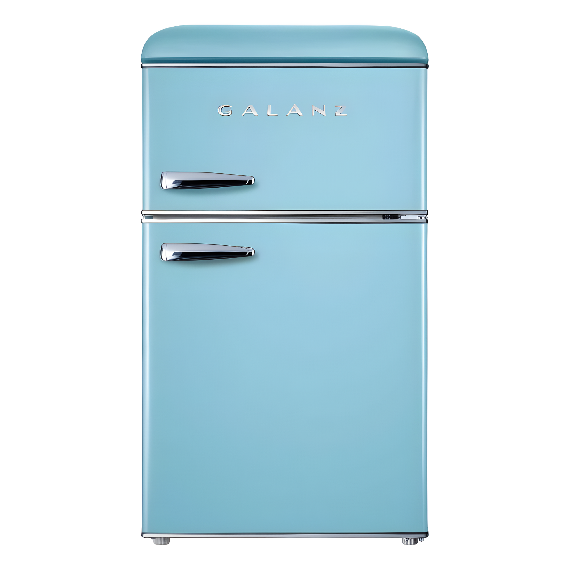 Retro Blue Compact Double Door Mini Fridge with Freezer