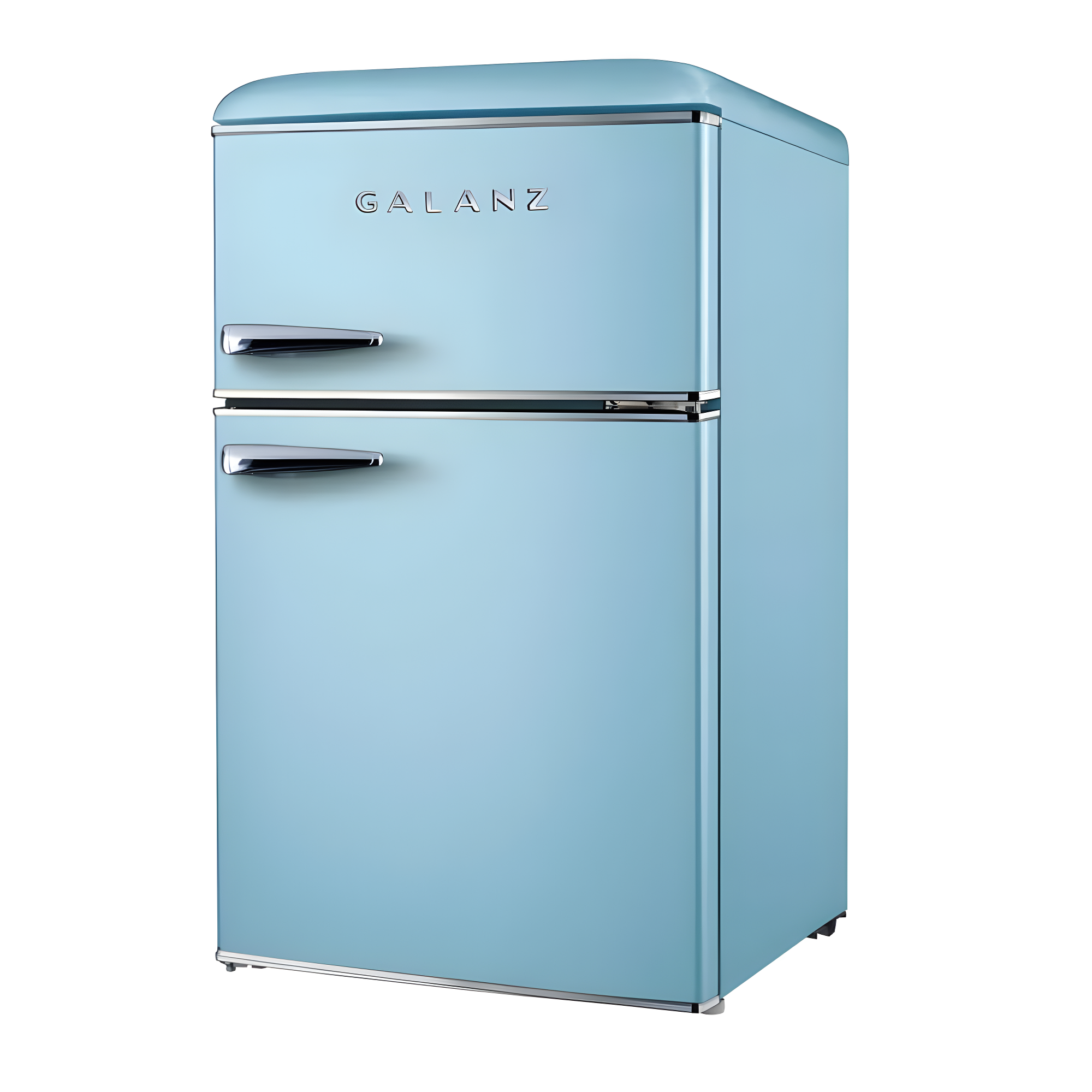 Retro Blue Compact Double Door Mini Fridge with Freezer