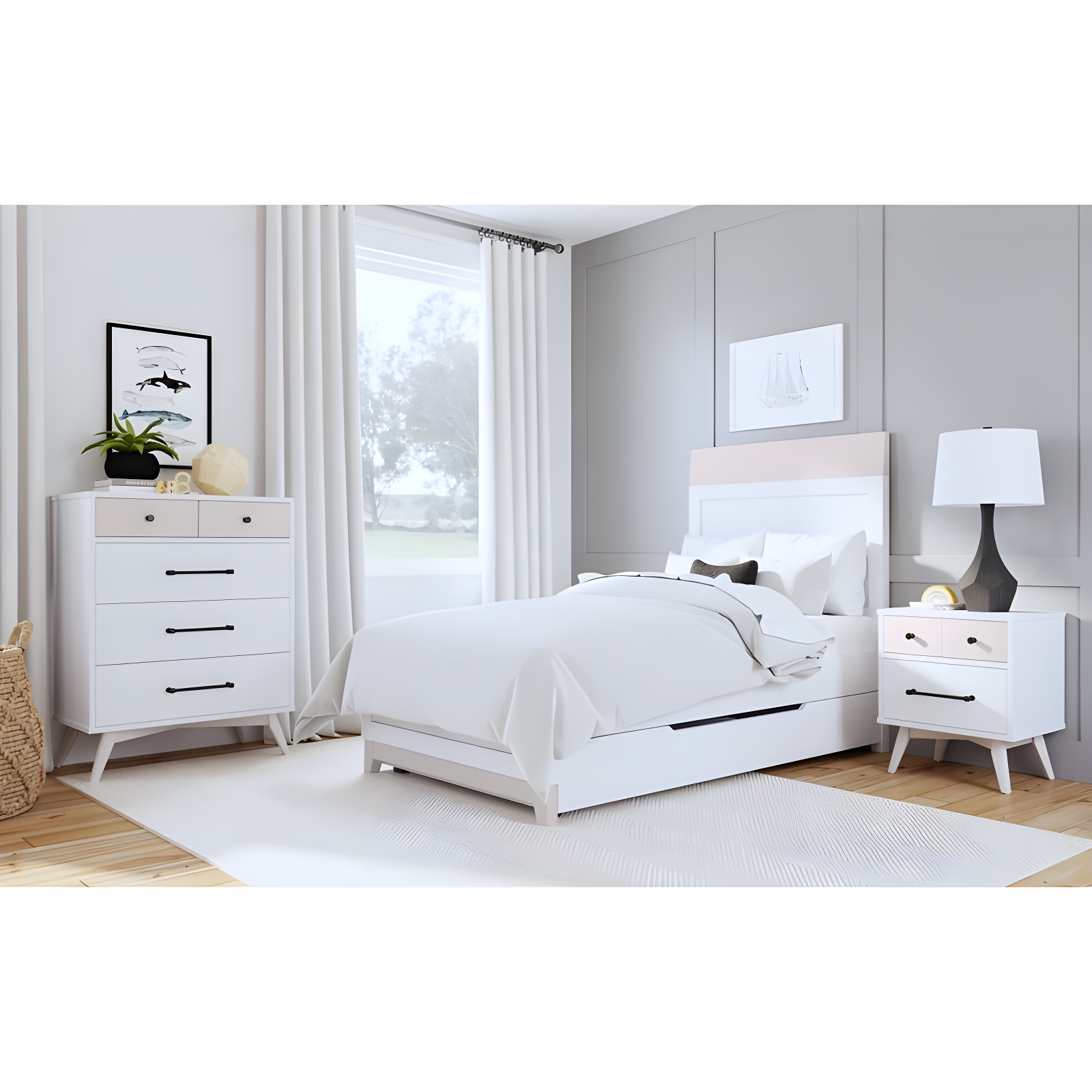 Westwood Design Rowan 4-in-1 Convertible Crib - White/Light Natural