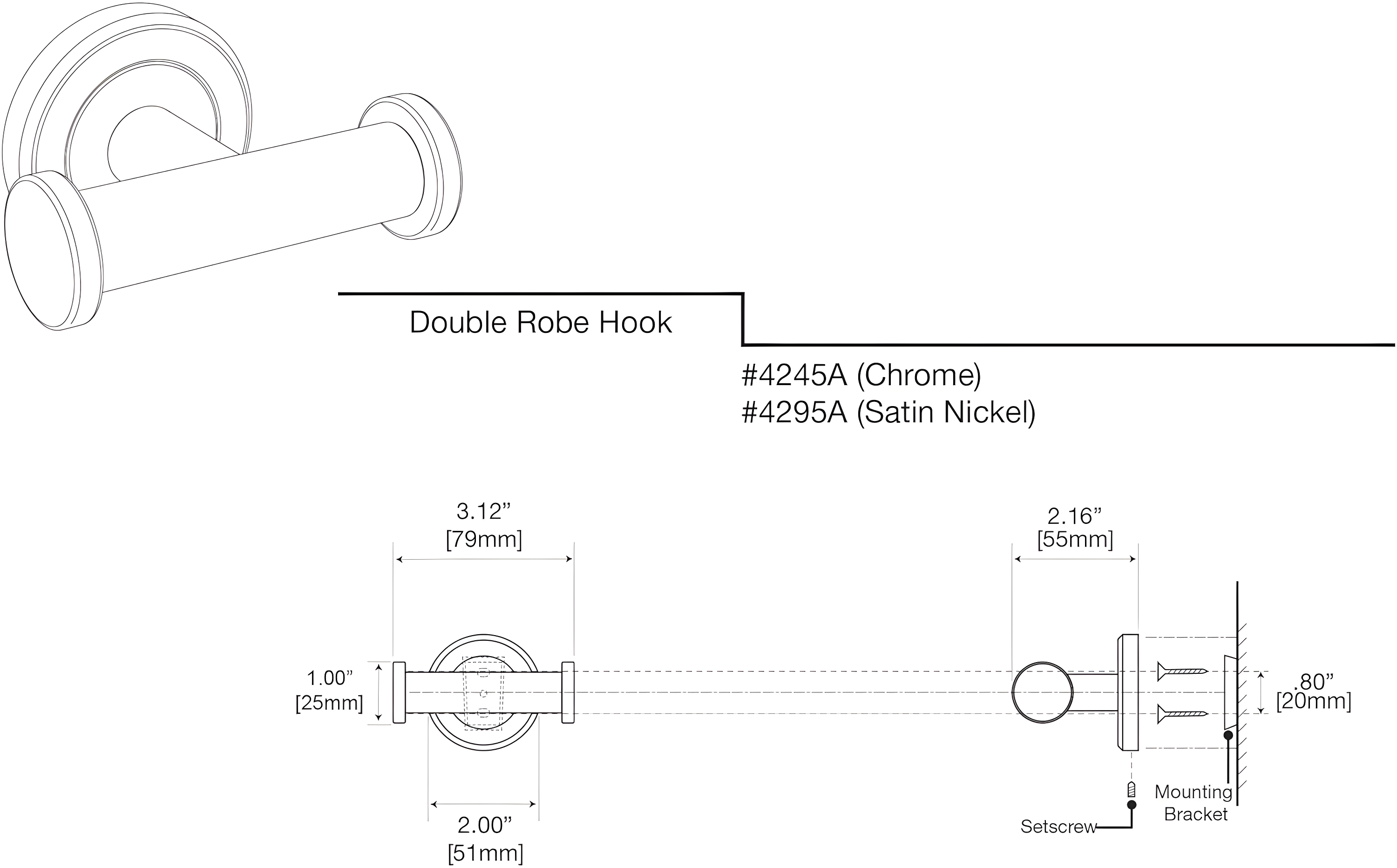 Latitude II Wall Mounted Robe/Towel Hook