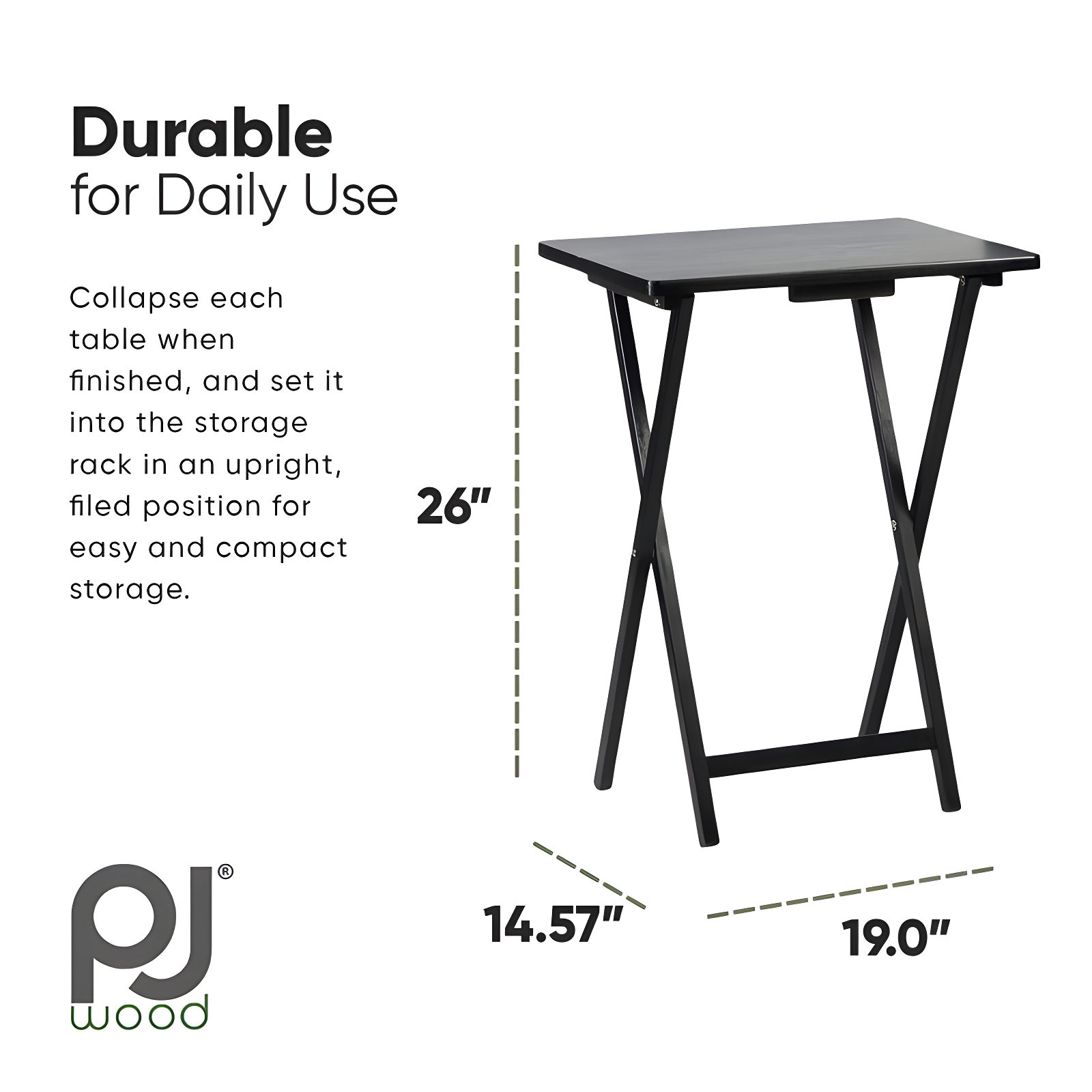 PJ Wood Folding TV Tray Tables with Compact Storage Rack, 5 Piece Set & Reviews | Wayfair