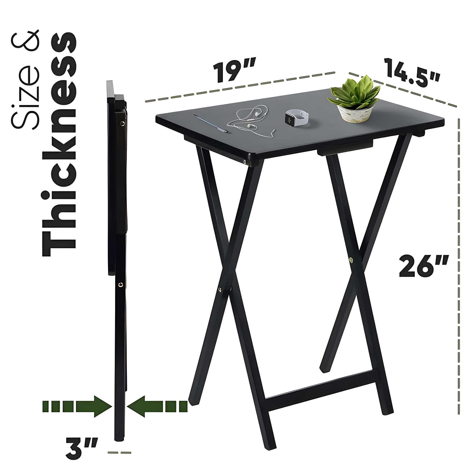 PJ Wood Folding TV Tray Tables with Compact Storage Rack, 5 Piece Set & Reviews | Wayfair
