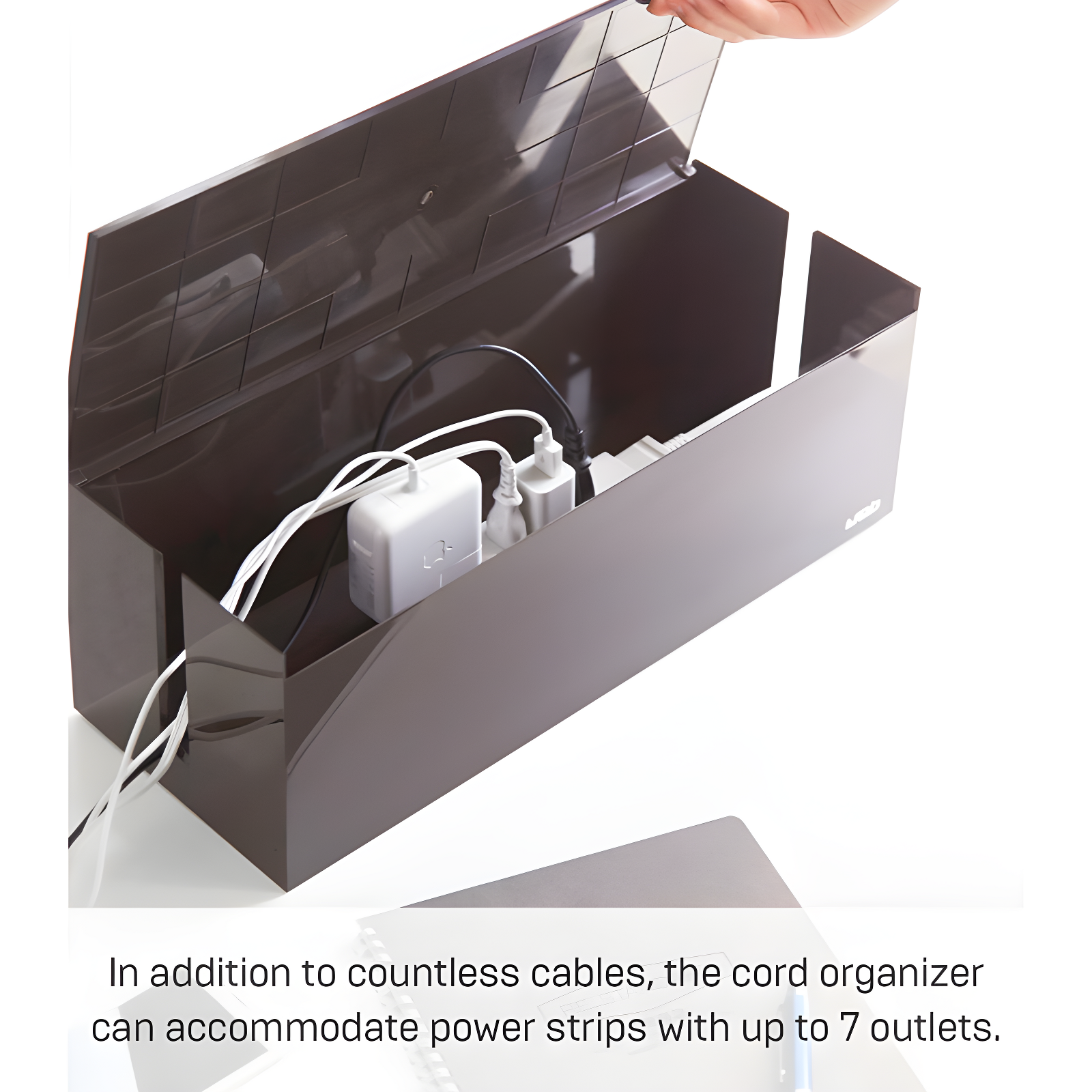 Yamazaki Home Cable Box - Outlet Cord Storage Organizer, Cover Protector, Anti-Slip Rubber Feet