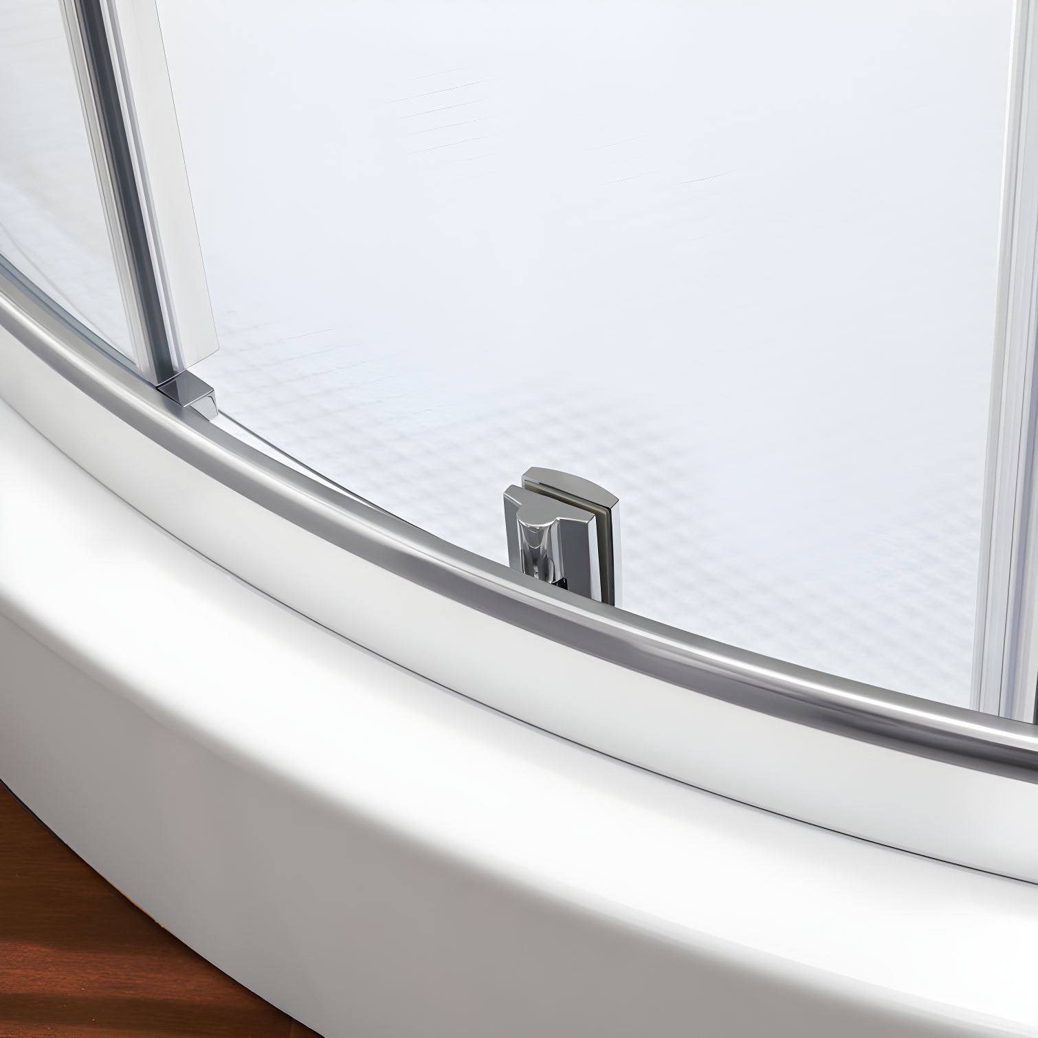 OVE Decors Breeze Premium 33 in. Framed Round Shower Kit w/ Clear Glass, Base