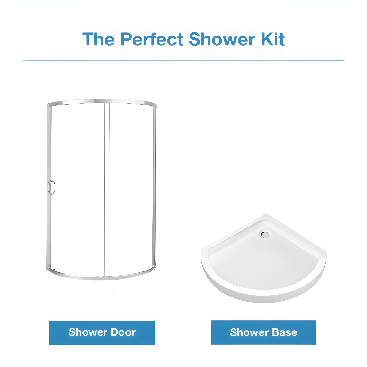 OVE Decors Breeze Premium 33 in. Framed Round Shower Kit w/ Clear Glass, Base