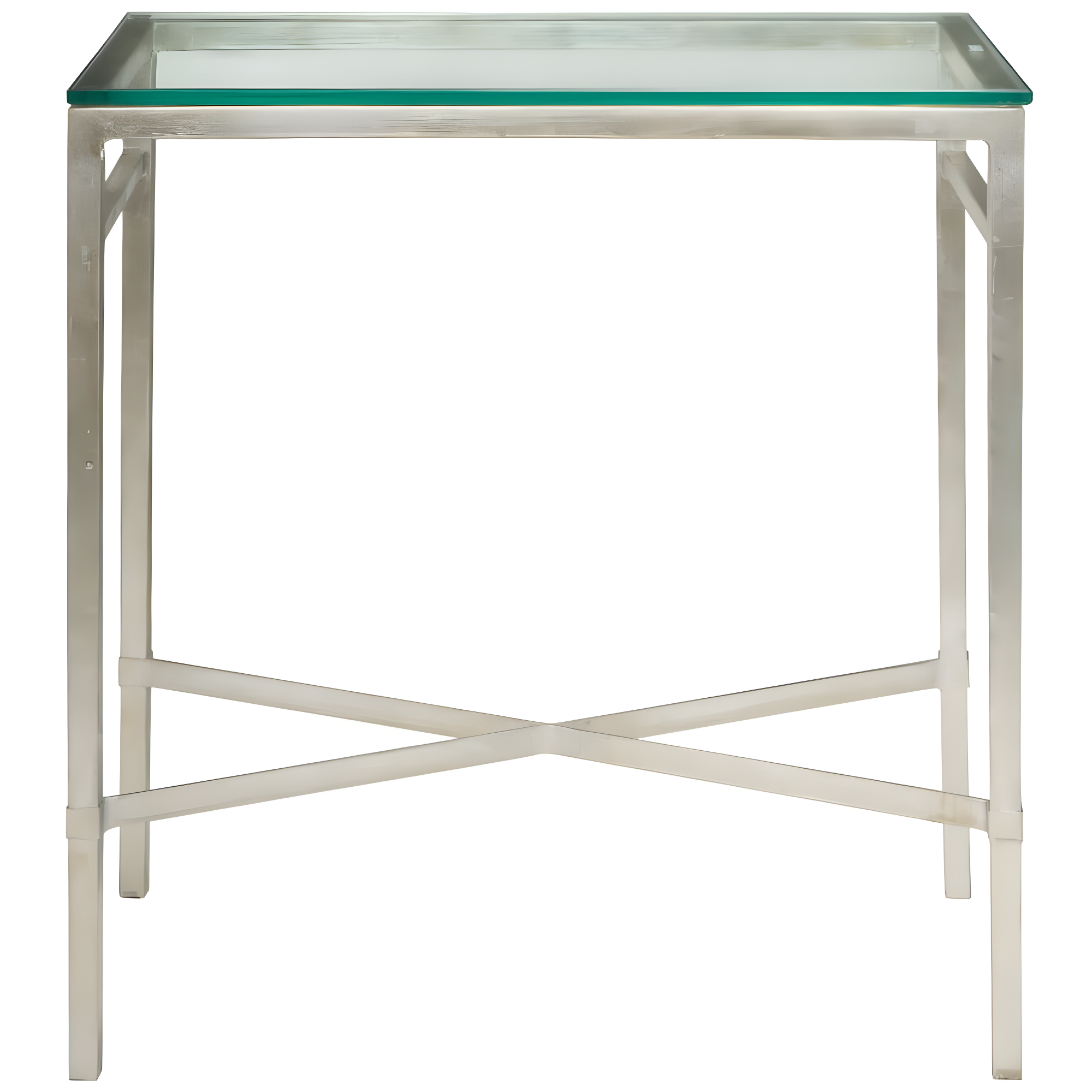 Viggo Antique Silver Glass Side Table - AMH8300B - Silver/Glass - Safavieh Couture