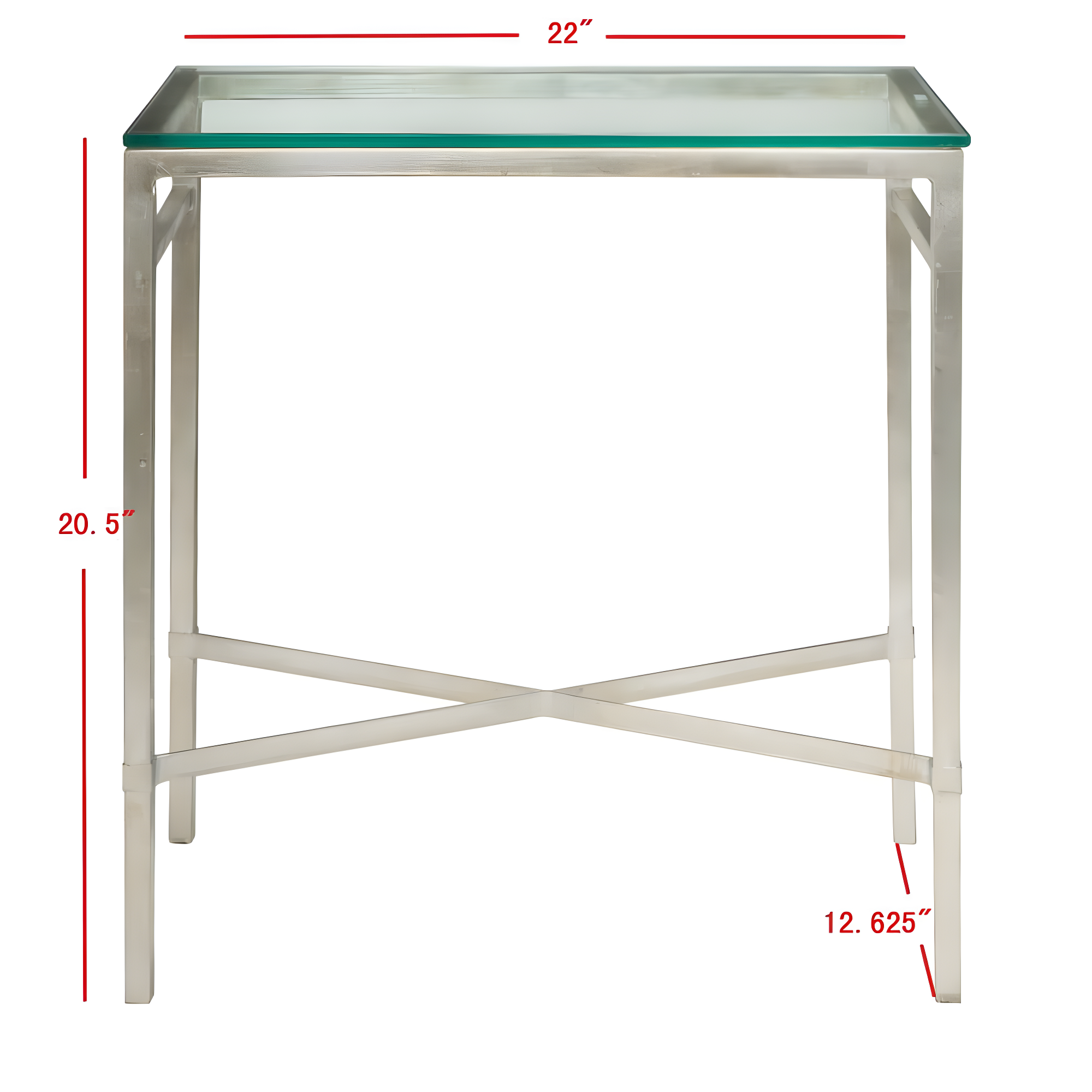 Viggo Antique Silver Glass Side Table - AMH8300B - Silver/Glass - Safavieh Couture