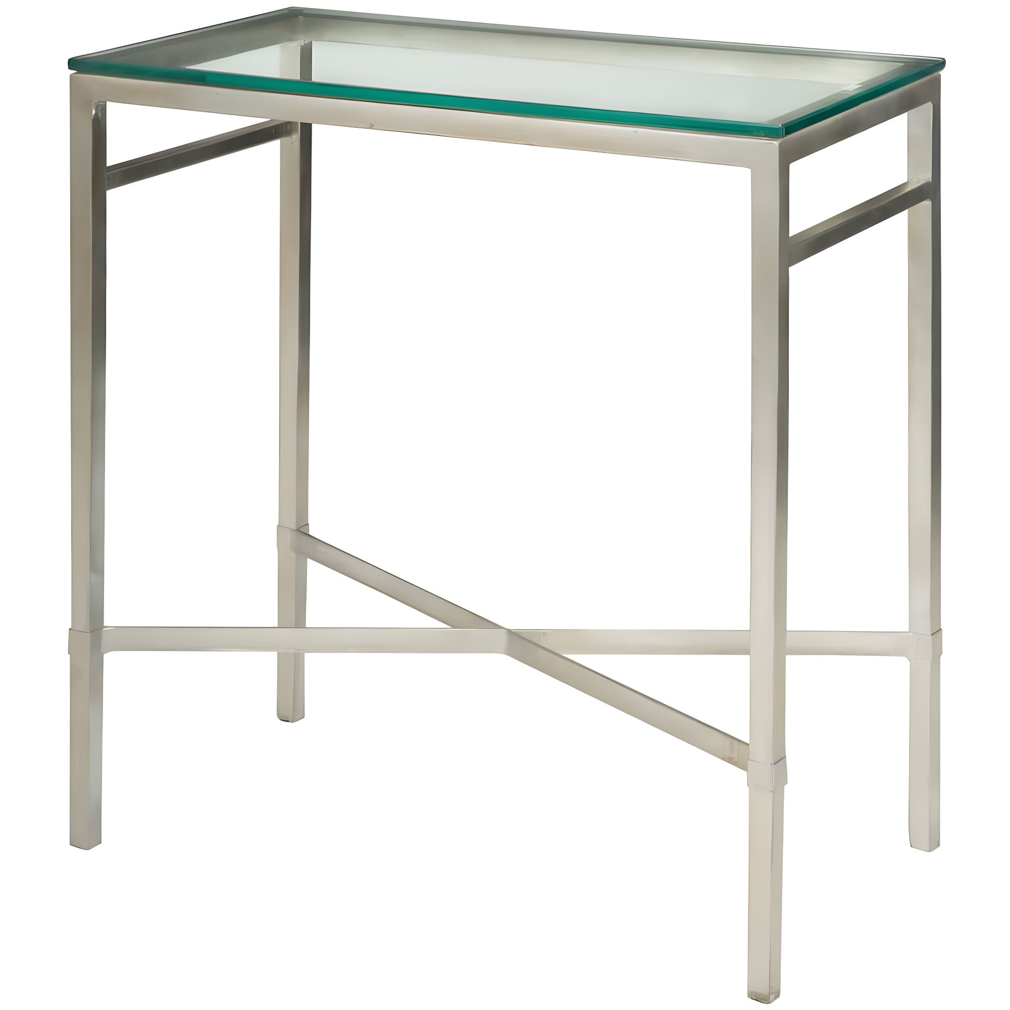 Viggo Antique Silver Glass Side Table - AMH8300B - Silver/Glass - Safavieh Couture