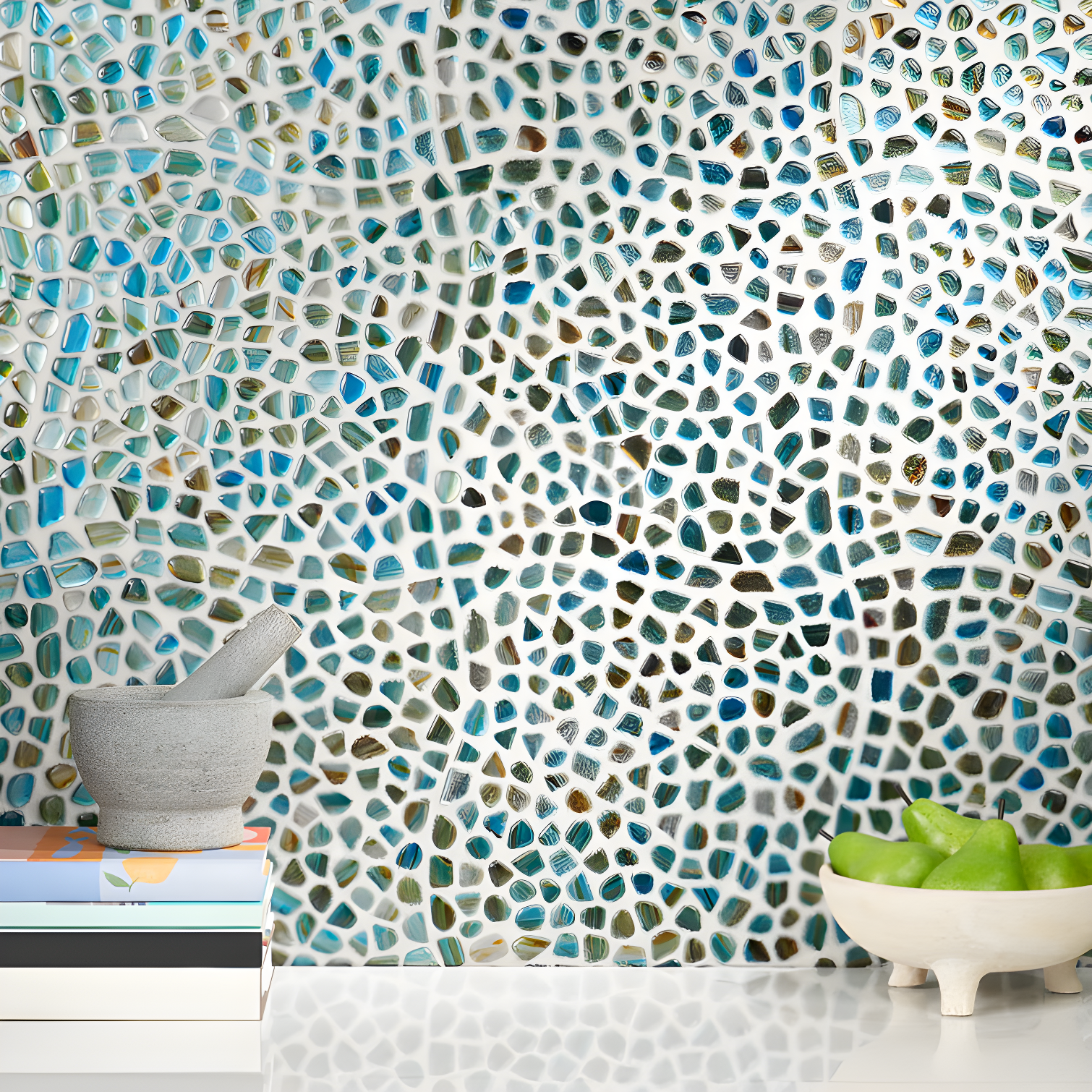Bond Tile Fractal Pebble 11.88 in. x 11.88 in. Polished Glass Wall Mosaic Tile (0.98 Sq. Ft. / Each)
