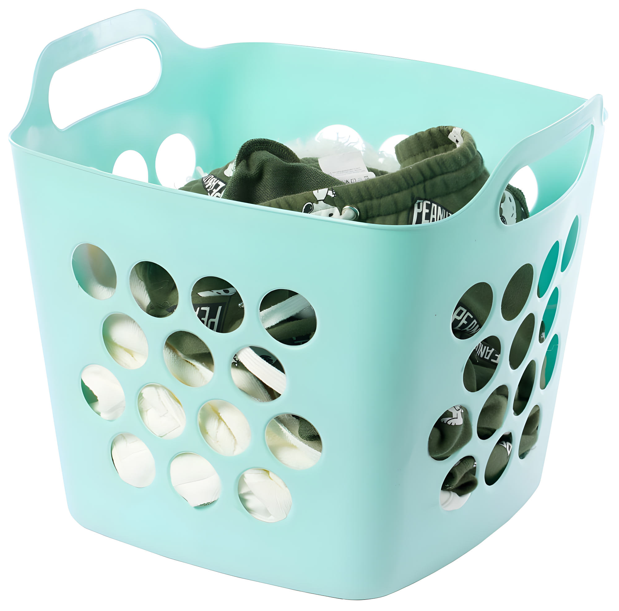 Rebrilliant Flexible Plastic Carry Laundry Basket Holder Square Storage Hamper with Side Handles