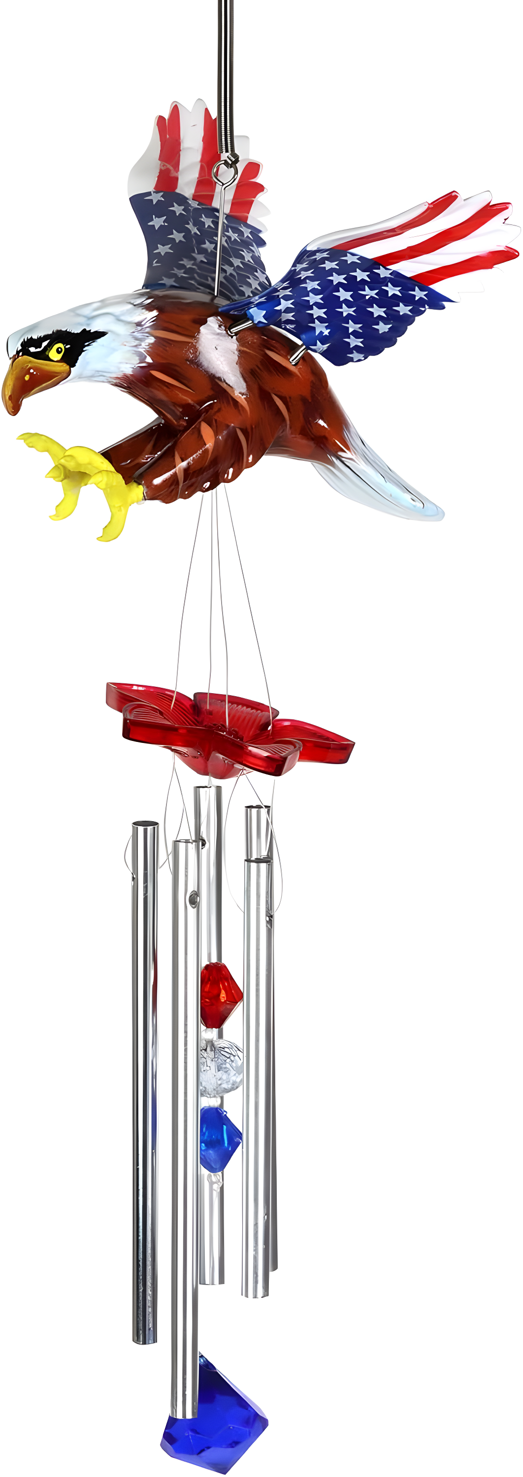 Exhart Exhart WindyWing Patriotic Eagle Wind Chime with American Flag Wings, 8 by 18 Inches