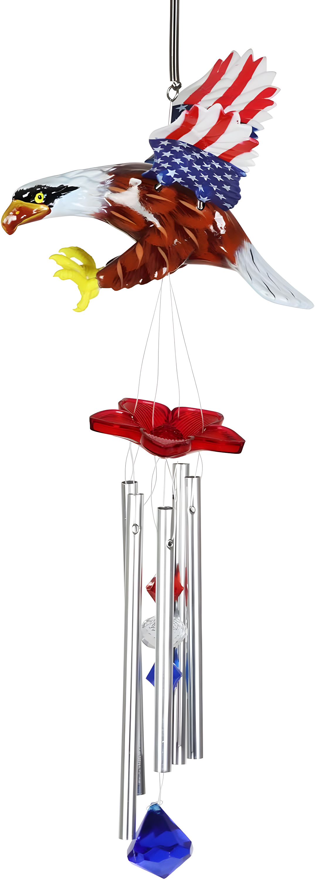 Exhart Exhart WindyWing Patriotic Eagle Wind Chime with American Flag Wings, 8 by 18 Inches