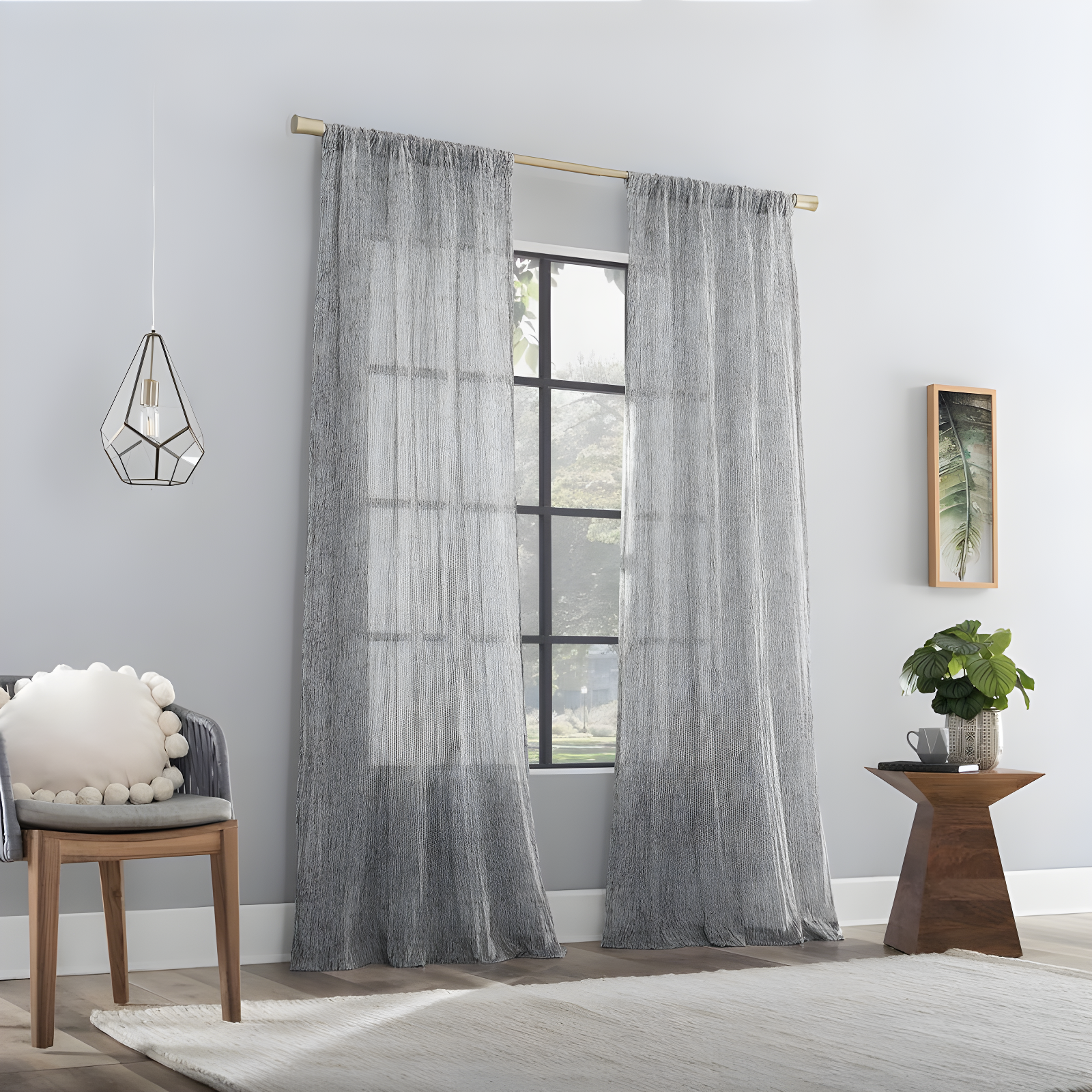 Scott Living Tulin Watercolor Print Sheer Rod Pocket Curtain Panel
