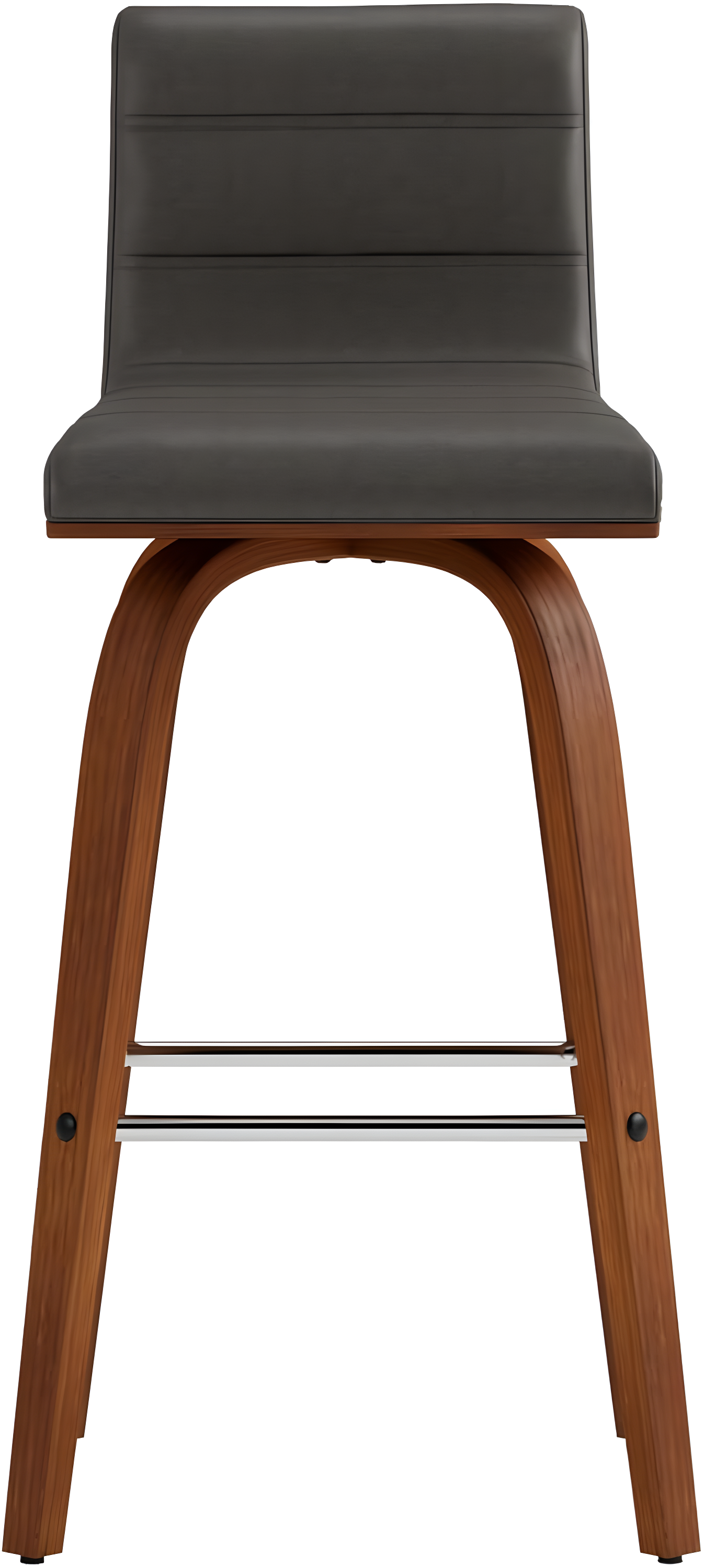 Vienna 26" Swivel Counter Stool in Walnut Wood Finish with Gray Faux Leather