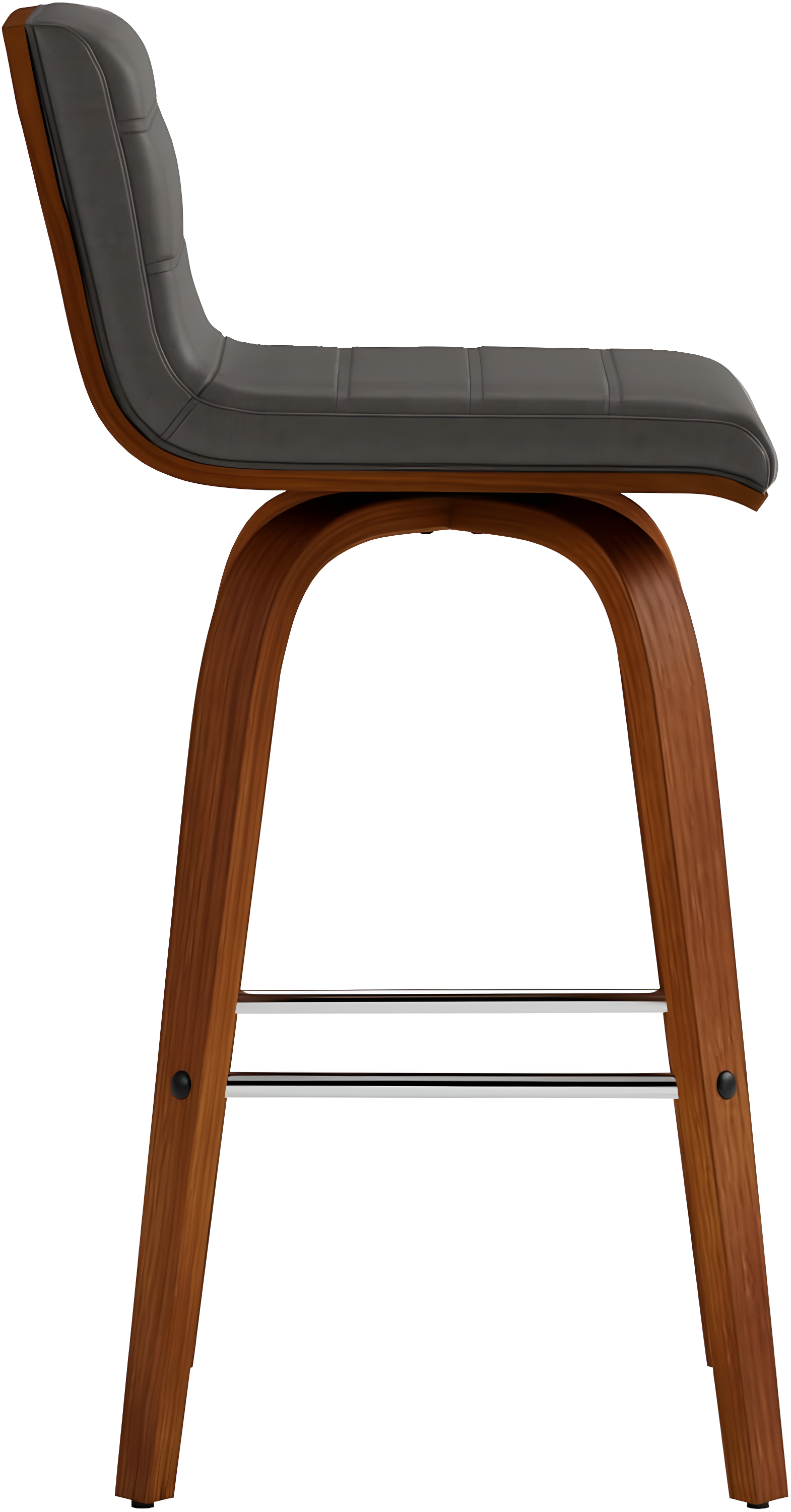 Vienna 26" Swivel Counter Stool in Walnut Wood Finish with Gray Faux Leather