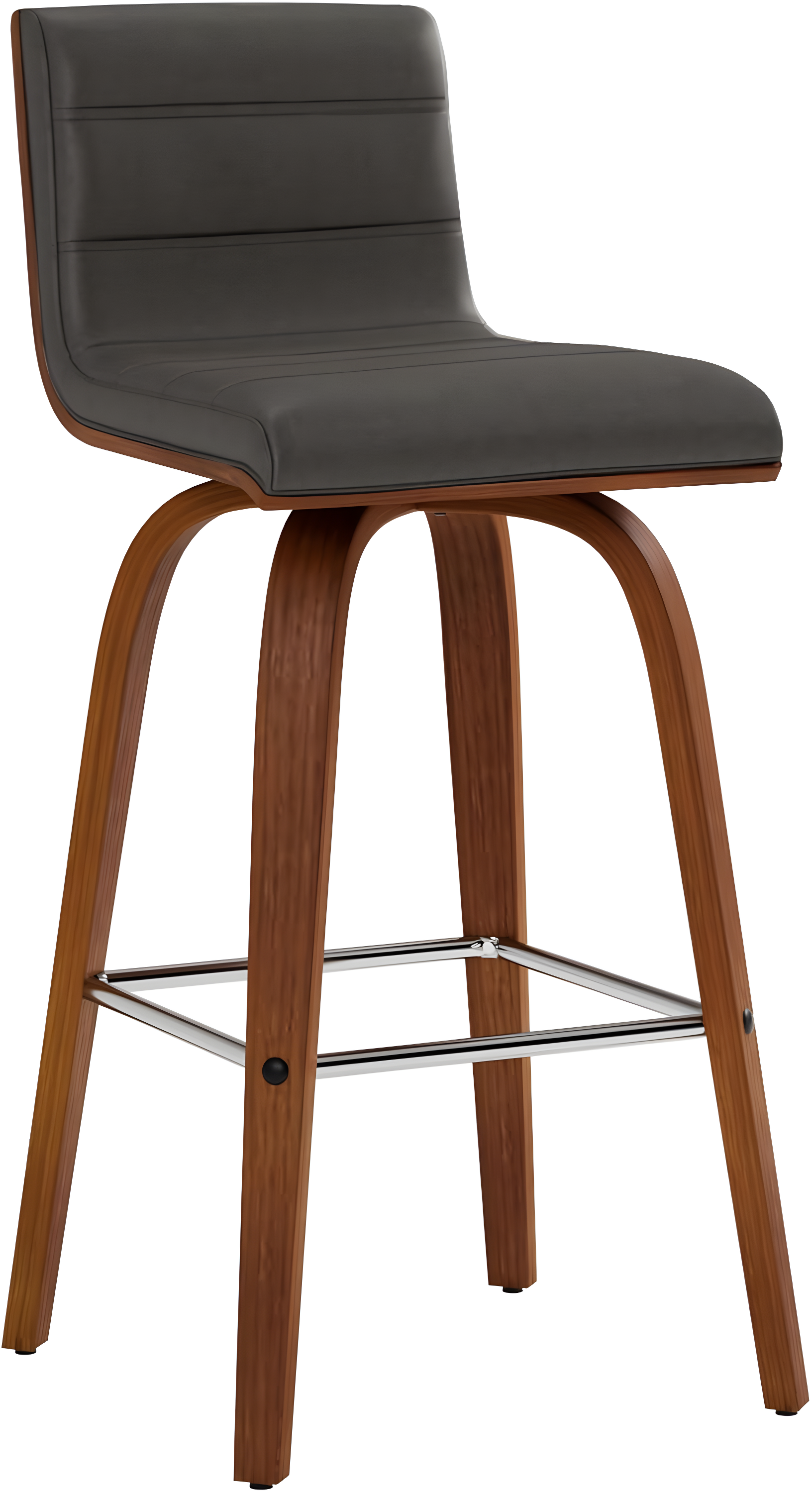 Vienna 26" Swivel Counter Stool in Walnut Wood Finish with Gray Faux Leather