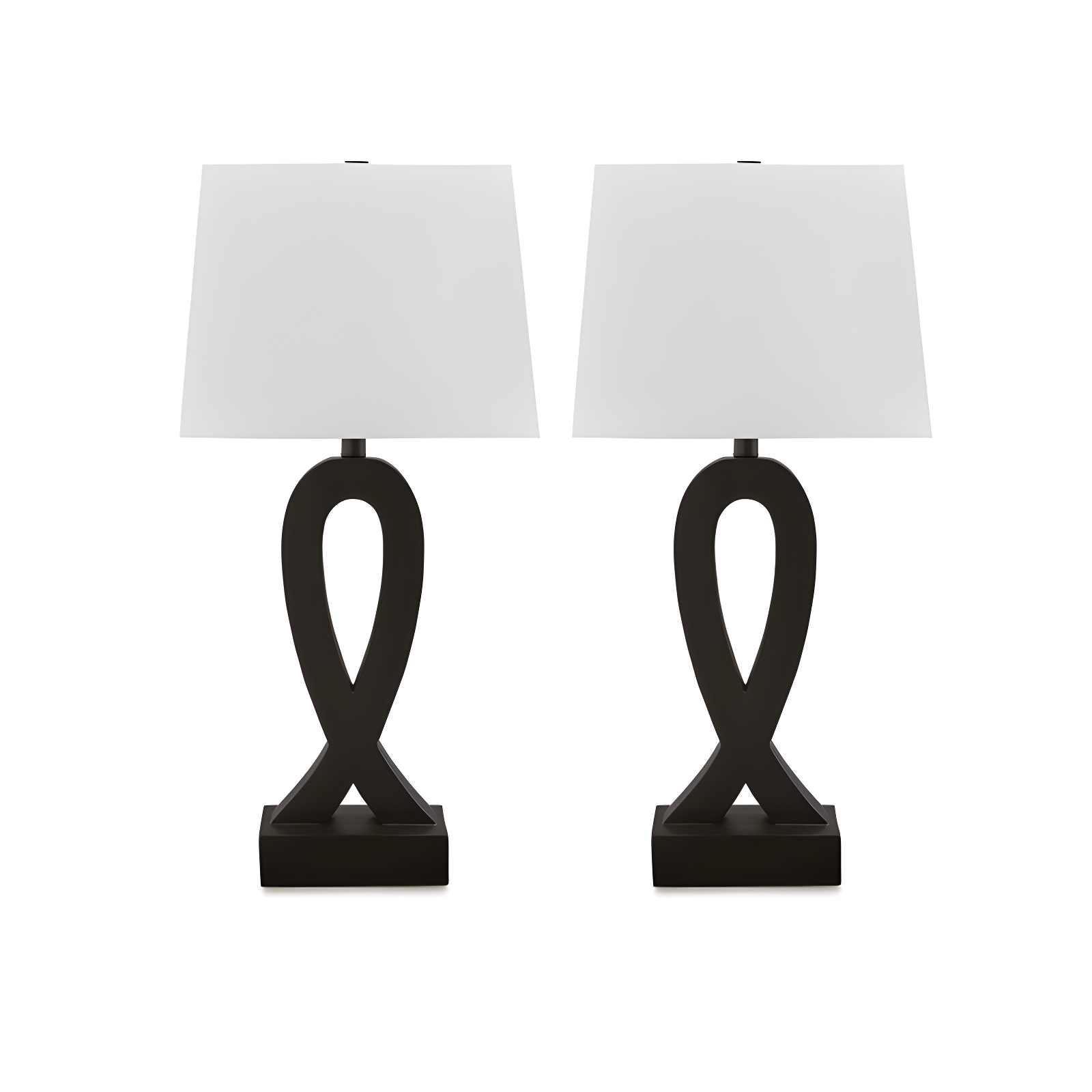 Benjara 29 Inch Table Lamp Set Of 2, Black Sculptural Solid Base, Empire Hardback (Set of 2)
