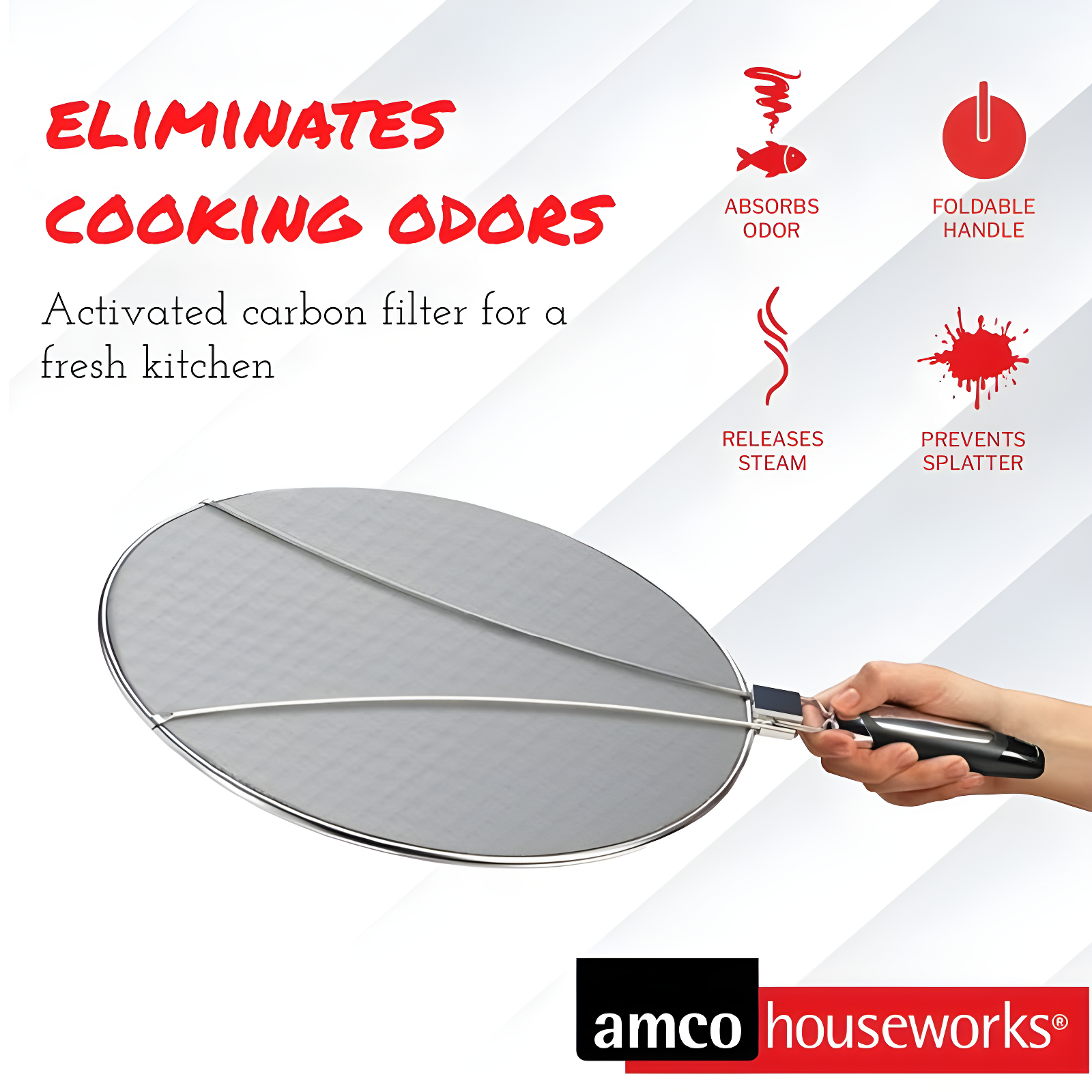 Amco Houseworks Amco 13-Inch Odor Splat Screen W/Foldable Handle