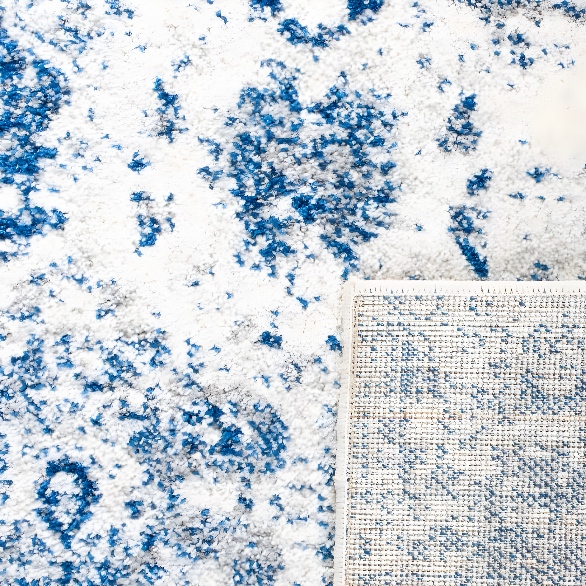 SAFAVIEH Madison Judith Distressed Area Rug, White/Royal Blue, 10' x 14'