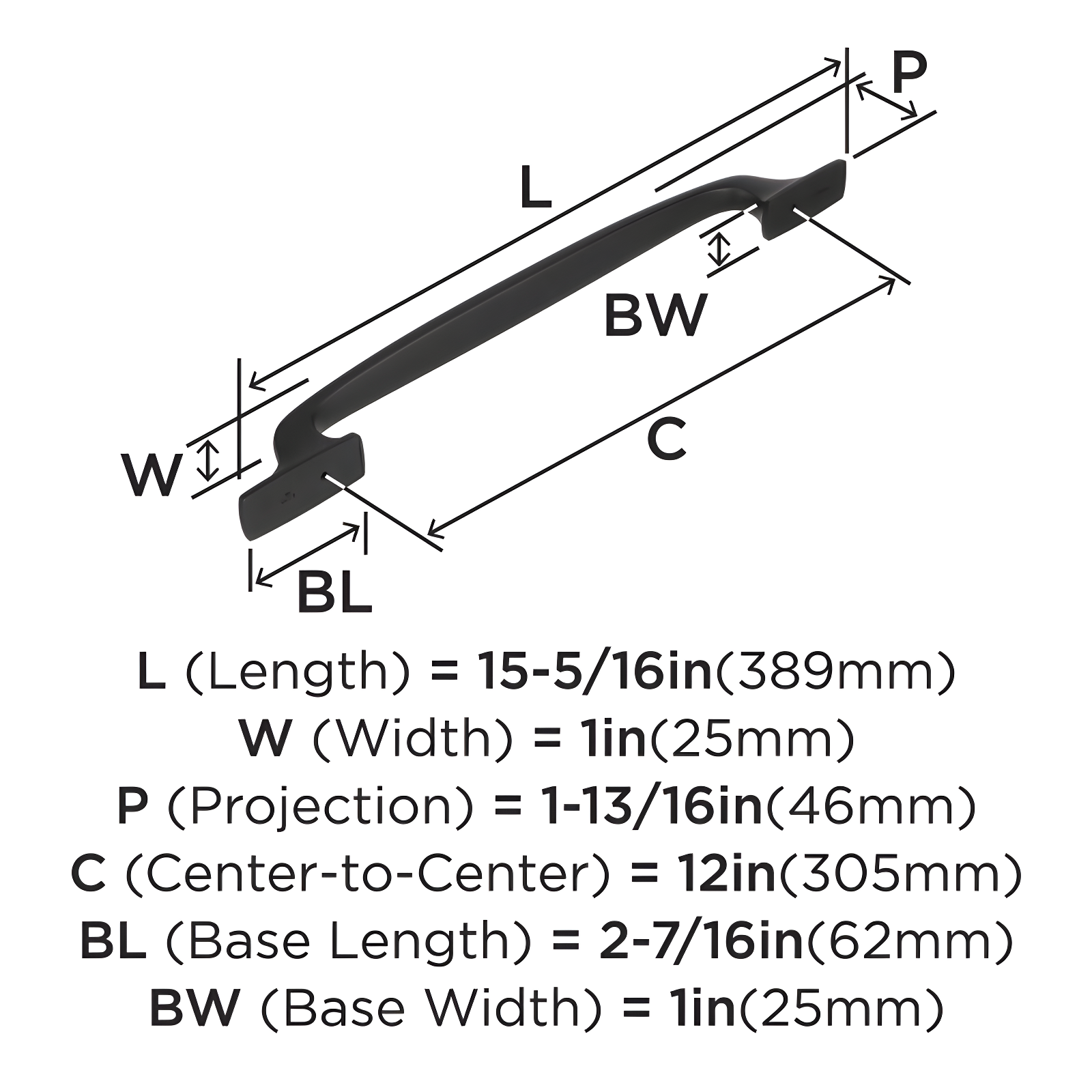 Amerock Highland Ridge 12 inch (305mm) Center-to-Center Black Bronze Appliance Pull