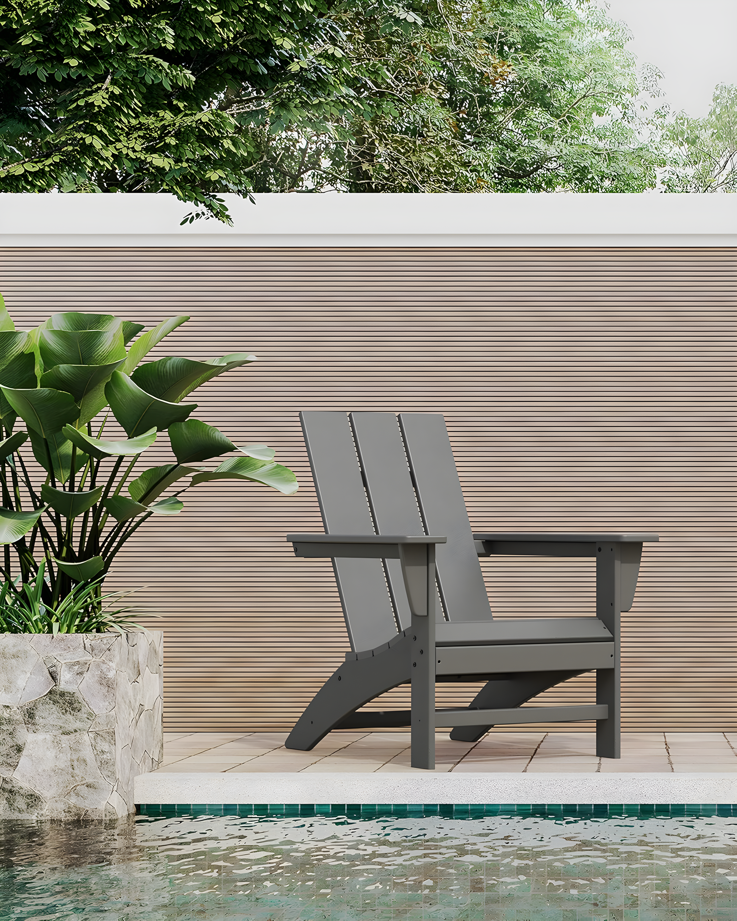Modern Adirondack High-Density Polyethylene (HDPE) Outdoor Adirondack Chair