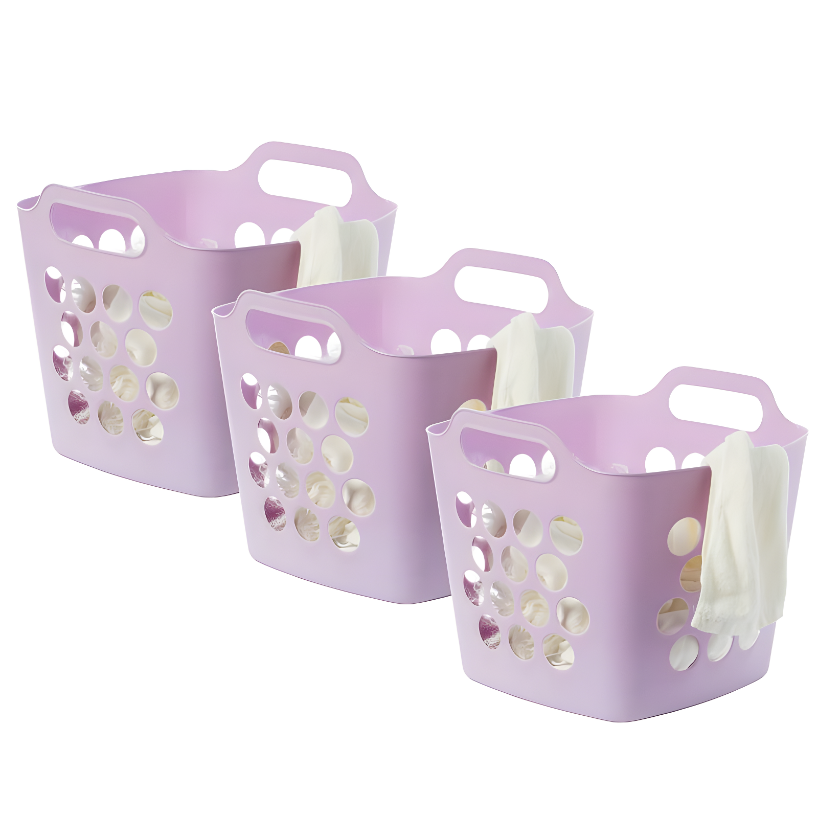 Rebrilliant Flexible Plastic Carry Laundry Basket Holder Square Storage Hamper with Side Handles