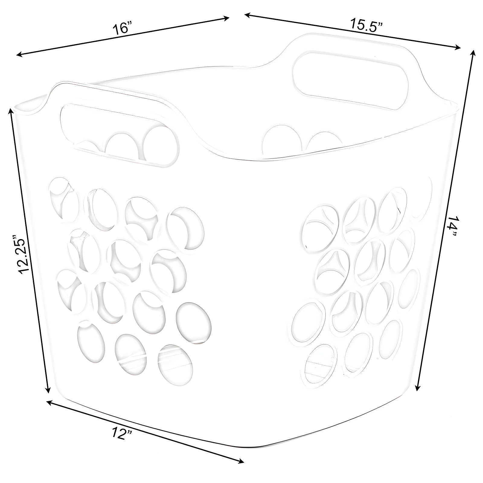 Rebrilliant Flexible Plastic Carry Laundry Basket Holder Square Storage Hamper with Side Handles