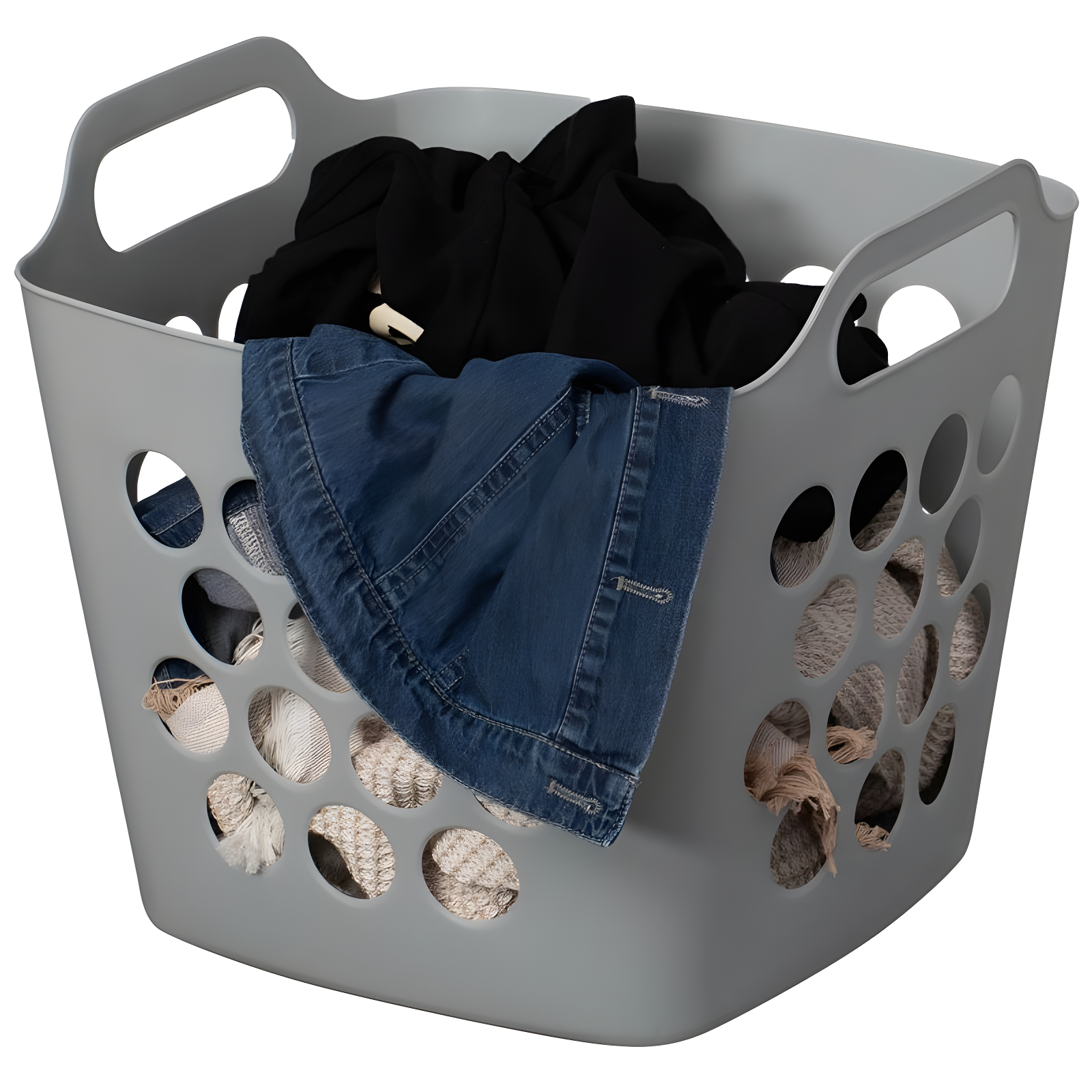 Rebrilliant Flexible Plastic Carry Laundry Basket Holder Square Storage Hamper with Side Handles