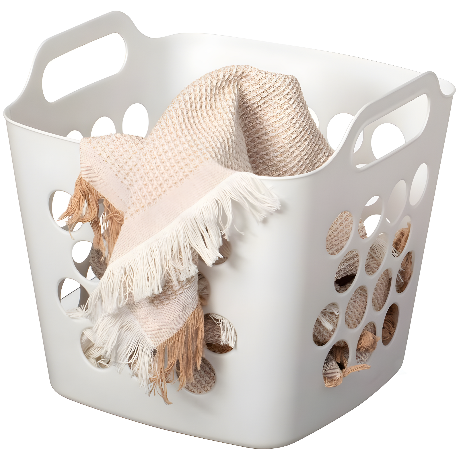 Rebrilliant Flexible Plastic Carry Laundry Basket Holder Square Storage Hamper with Side Handles
