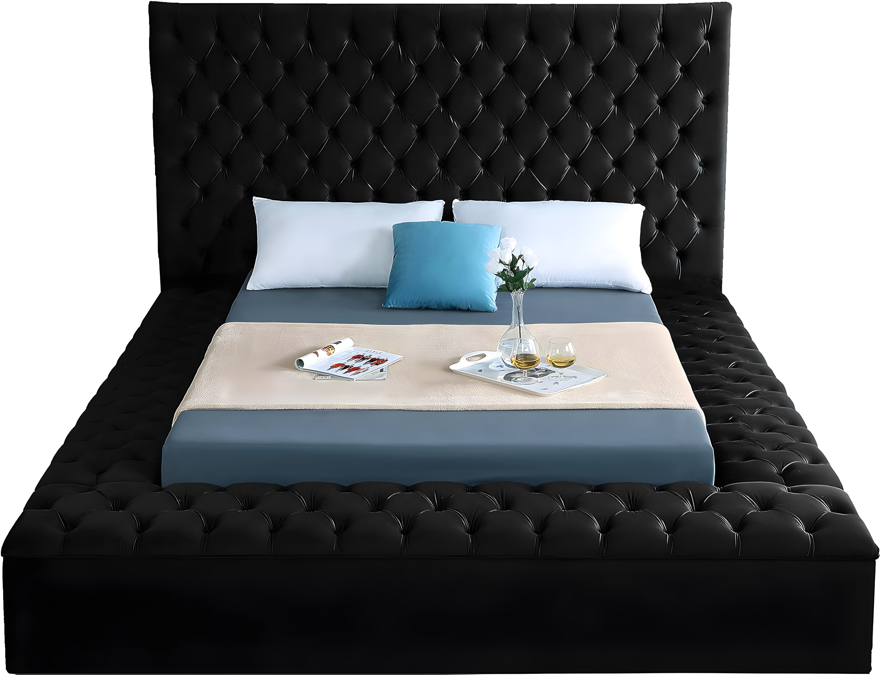 Meridian Furniture Bliss Modern Wood Storage Platform Bed, King, Green