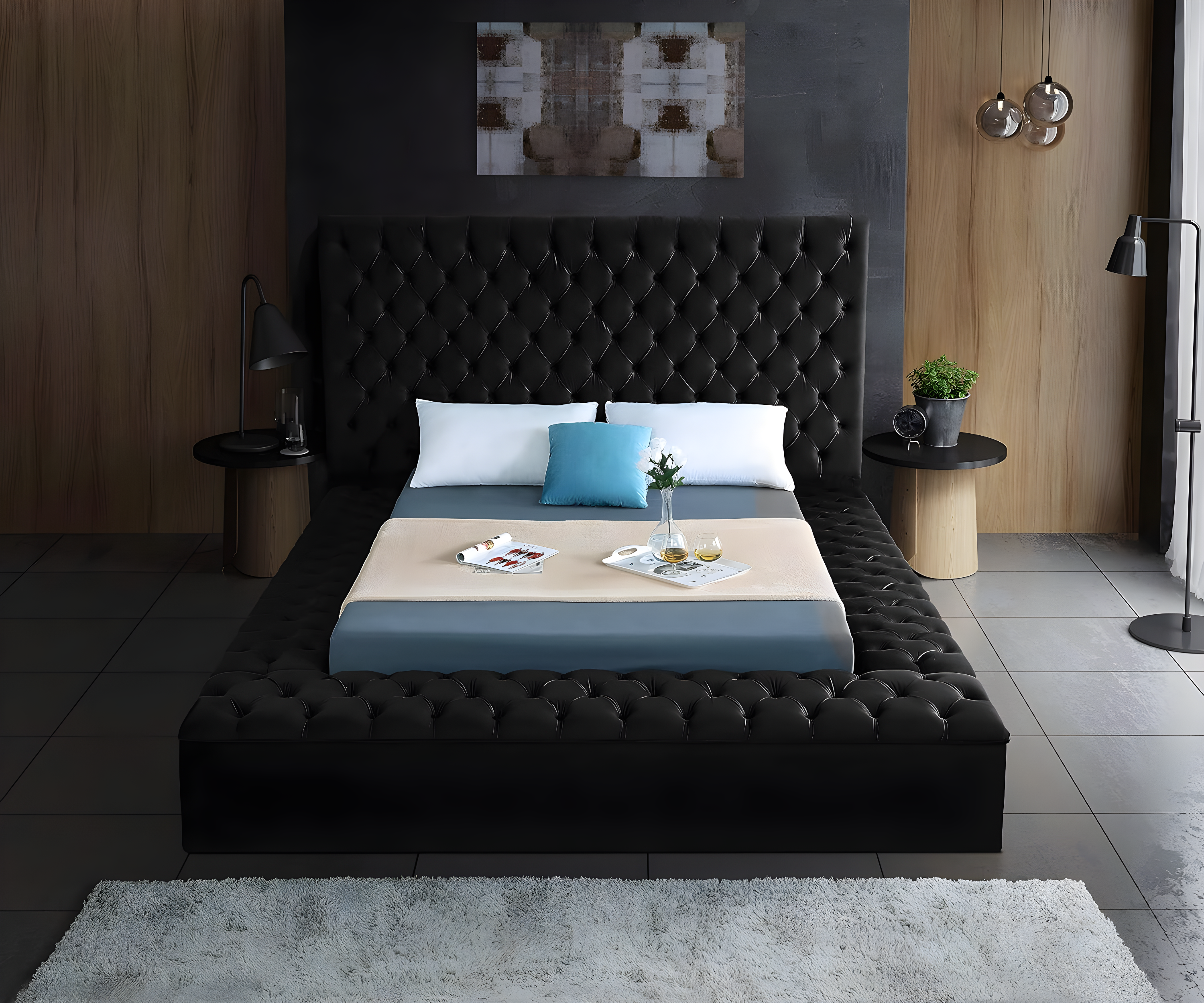 Meridian Furniture Bliss Modern Wood Storage Platform Bed, King, Green