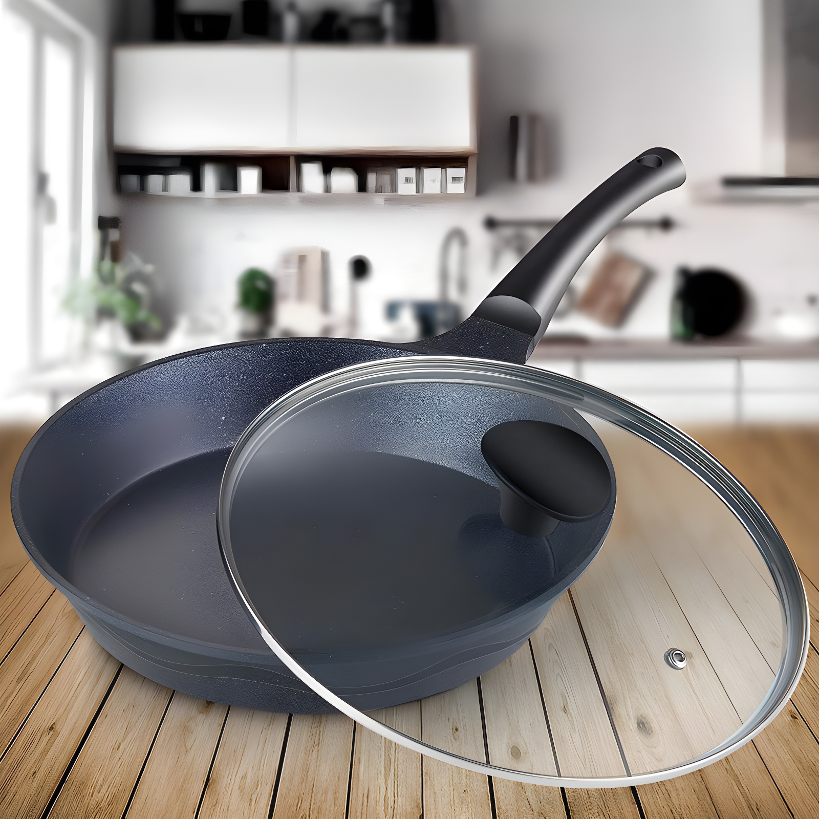Cook N Home Cook N Home Marble Nonstick Frying Pan with Glass Lid