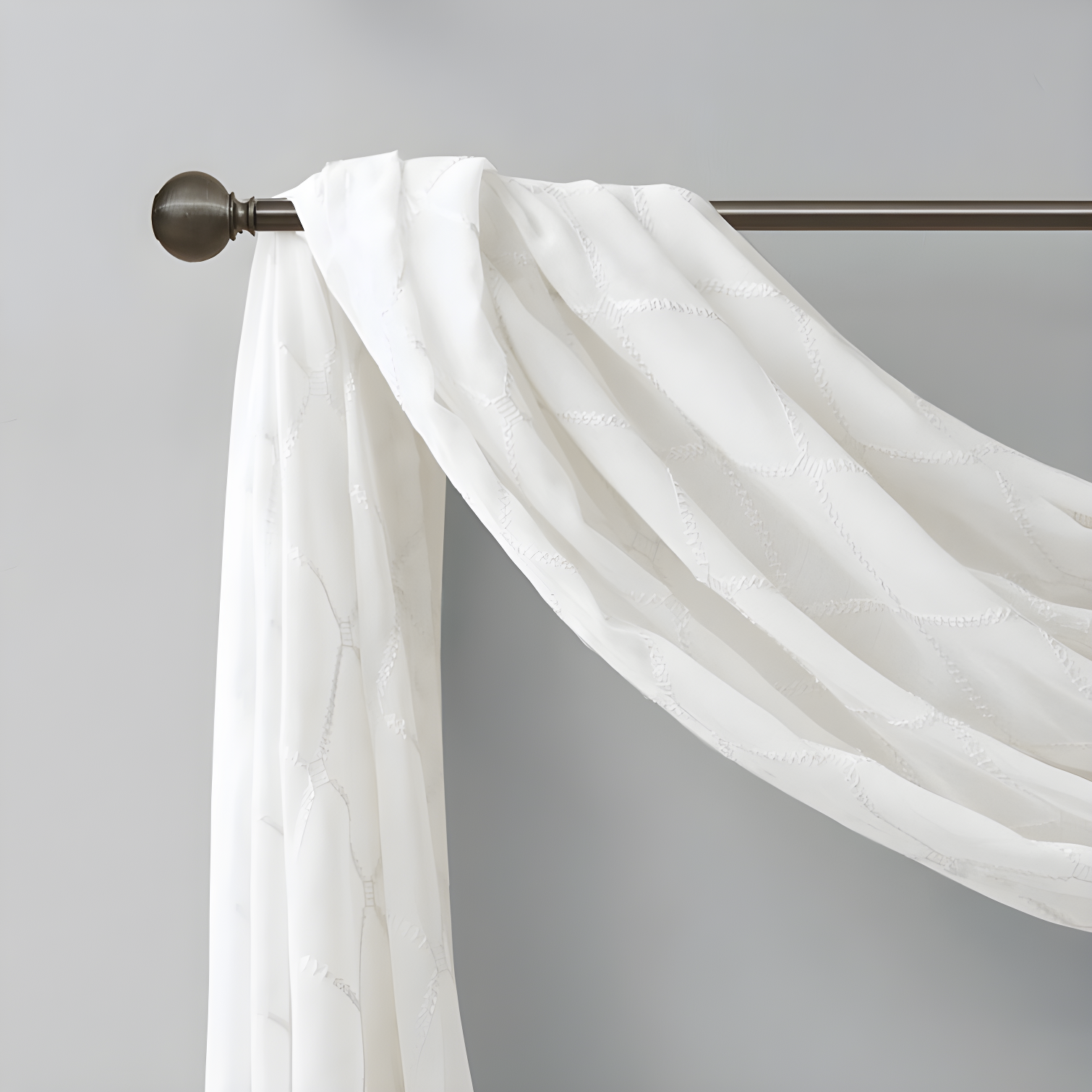 Madison Park Irina Solid Sheer Embroidered Window Scarf