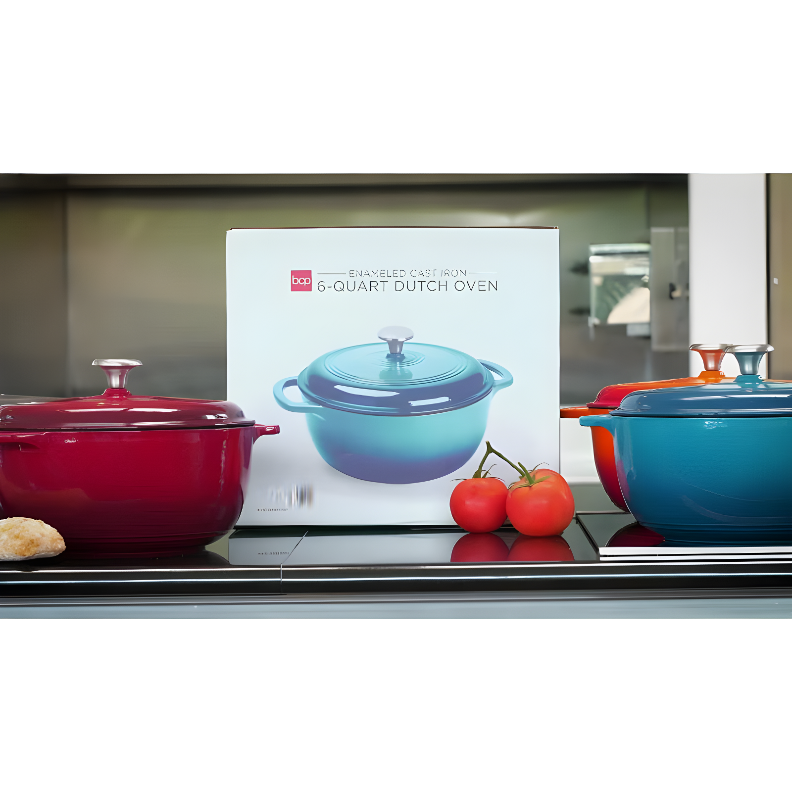 Enamel Cast-Iron Dutch Oven, Heavy-Duty Cookware w/ Dual Handles, Lid