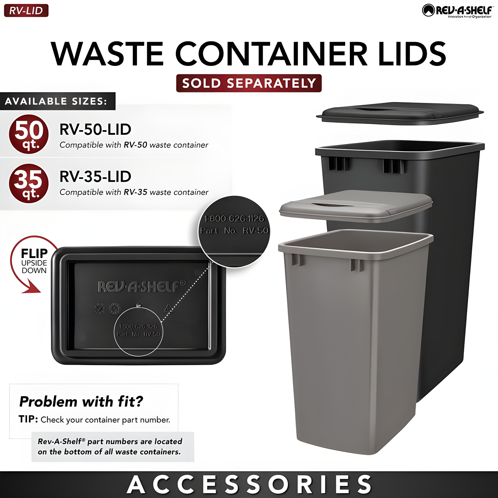 Rev-A-Shelf Double Pull Out Trash Can 35 Qt with Soft-Close