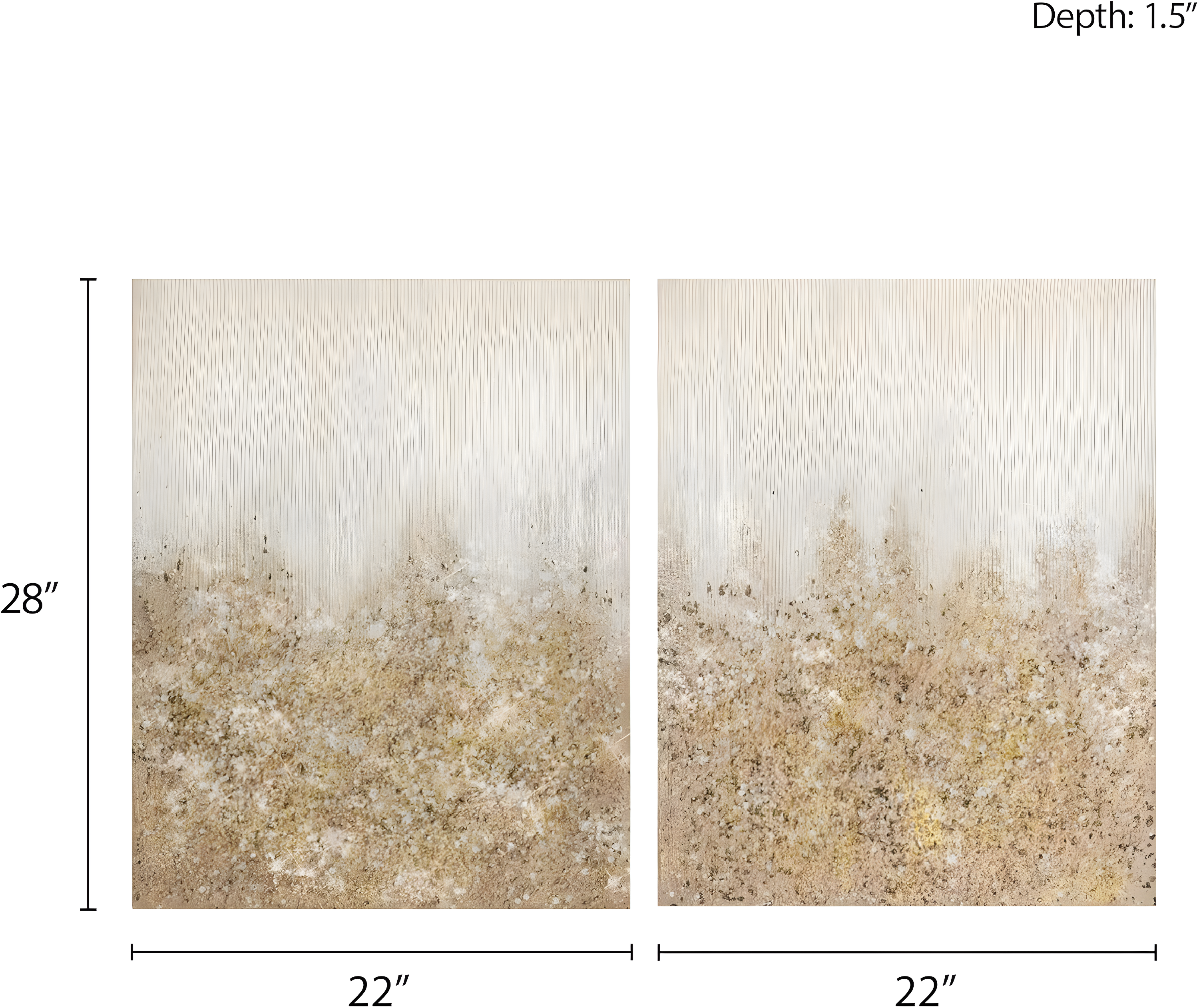 Madison Park Set of 2 22" x 28" Glimmer Hand Brush Embellished Canvas Gold: Modern Abstract Wall Art for Living Room