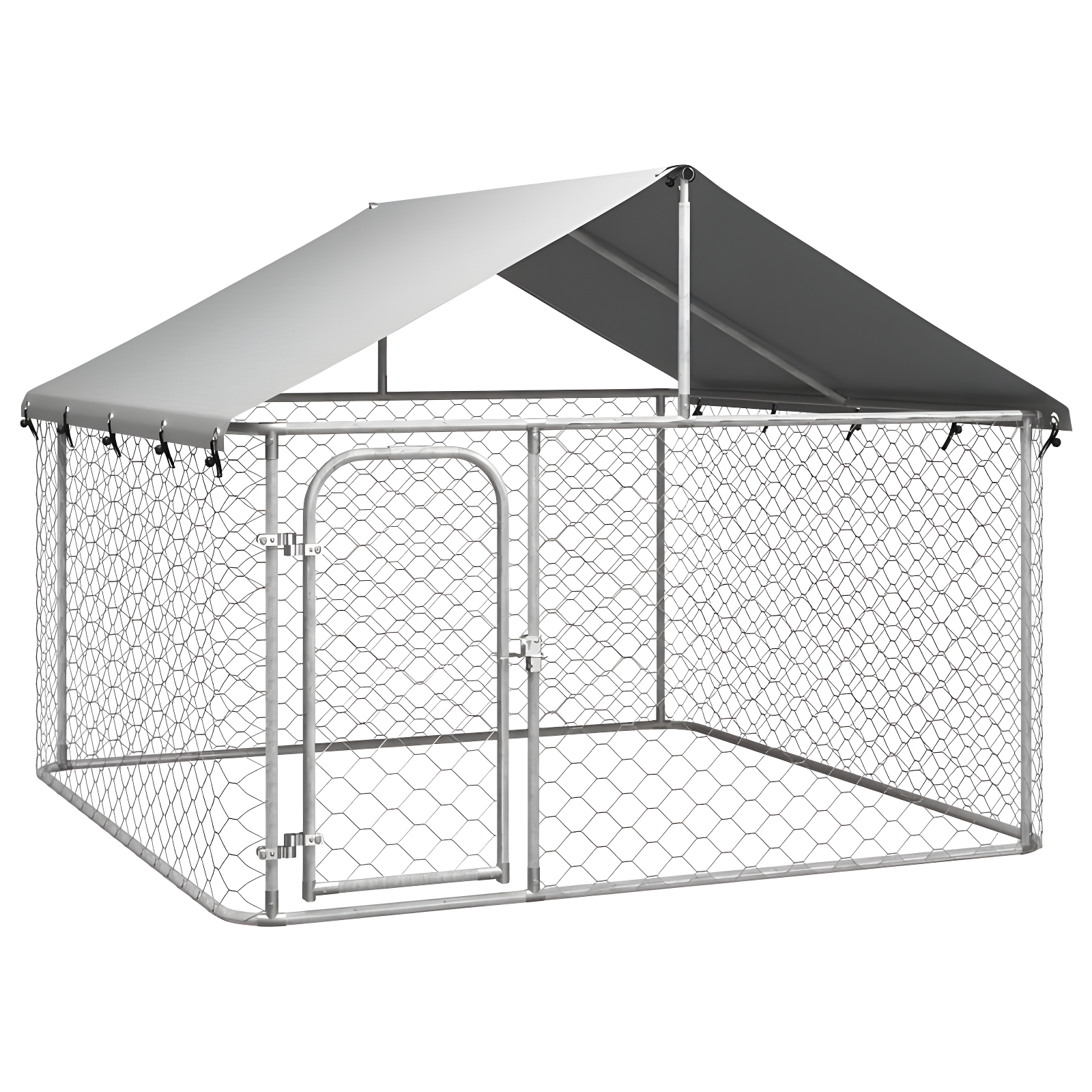 VidaXL 59.1'' H Powder Coated Steel Yard Kennel With Door