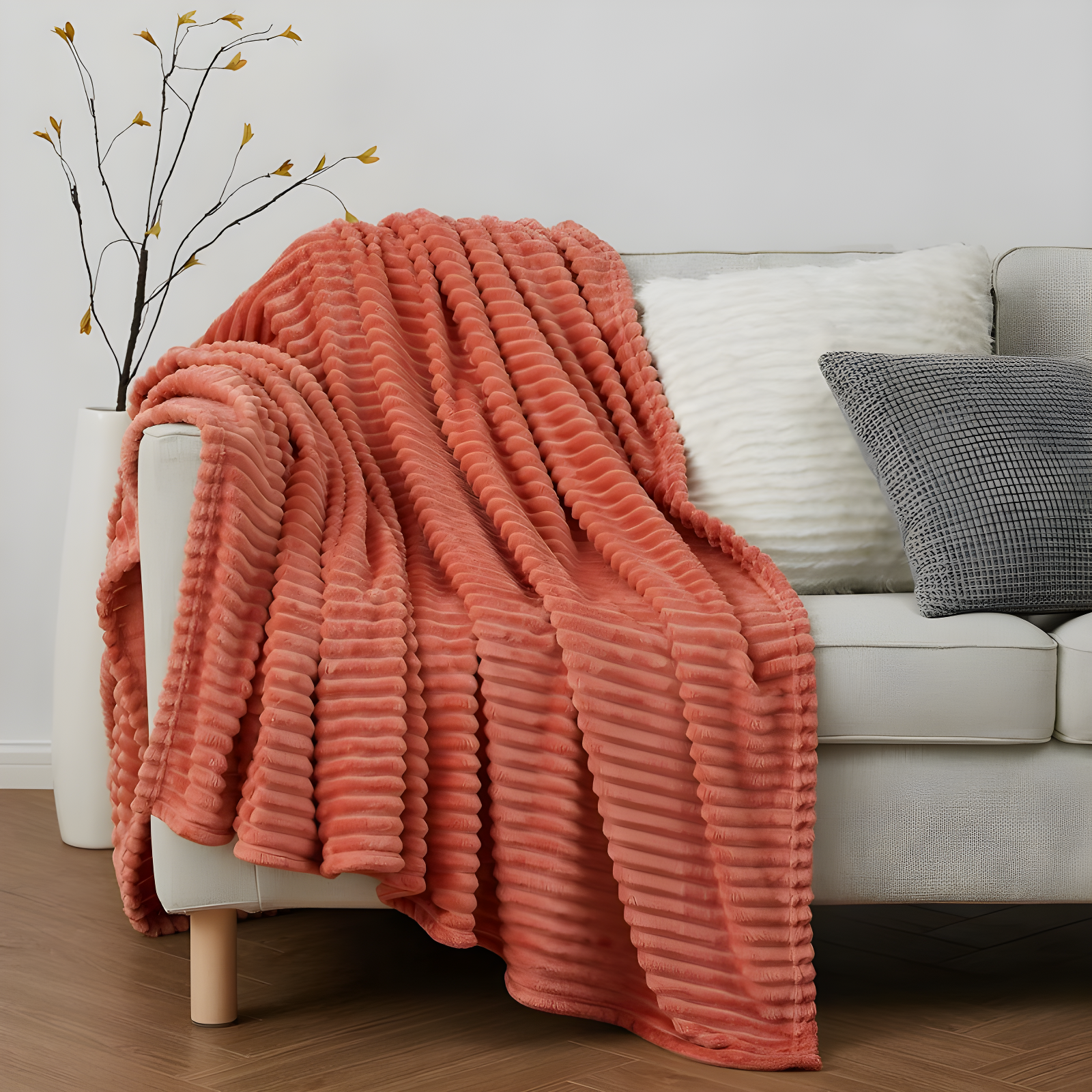 Nestl Nestl Cut Plush Cozy Throw Blanket - Fuzzy Warm Fleece Bed Blankets - Throws for Sofa, Bed, and Couch