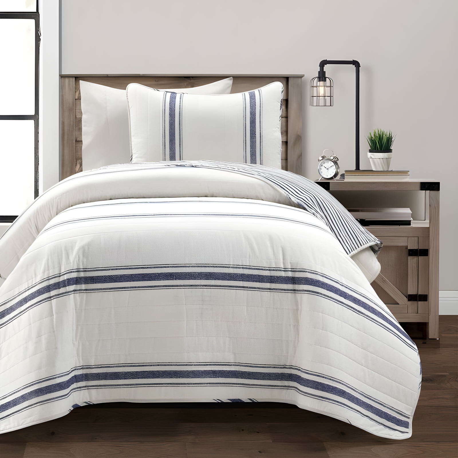 Birch Lane™ Gilroy Farmhouse / Country Cotton Striped Quilt Set
