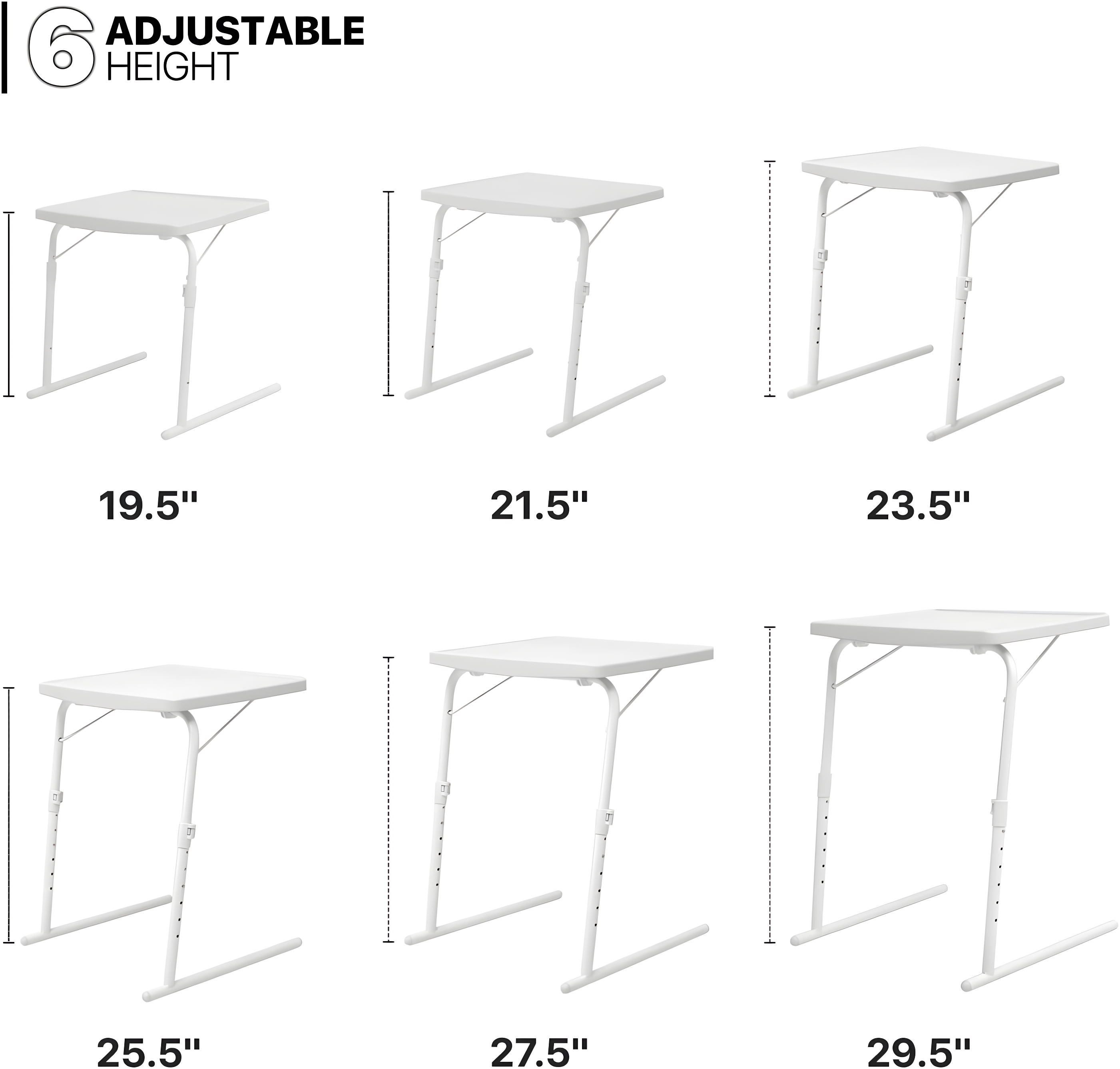 MoNiBloom 22" Tilting TV Tray Folding Table, Adjustable Height Foldable Laptop Desk for Bedside Sofa Working