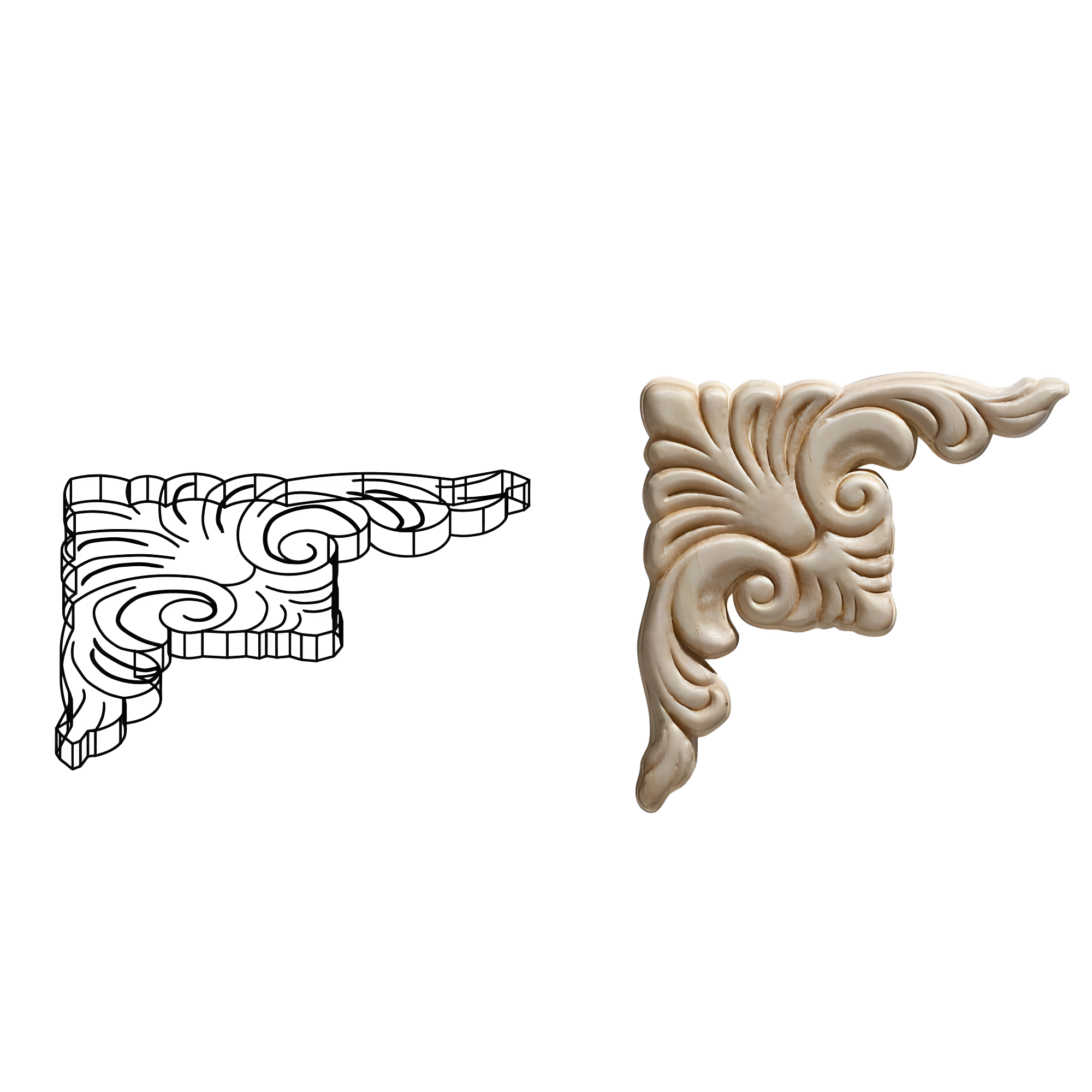 Ornamental Mouldings 3.75'' H x 3.75'' W x 0.22'' D Wood Onlay Scroll (Set of 2)
