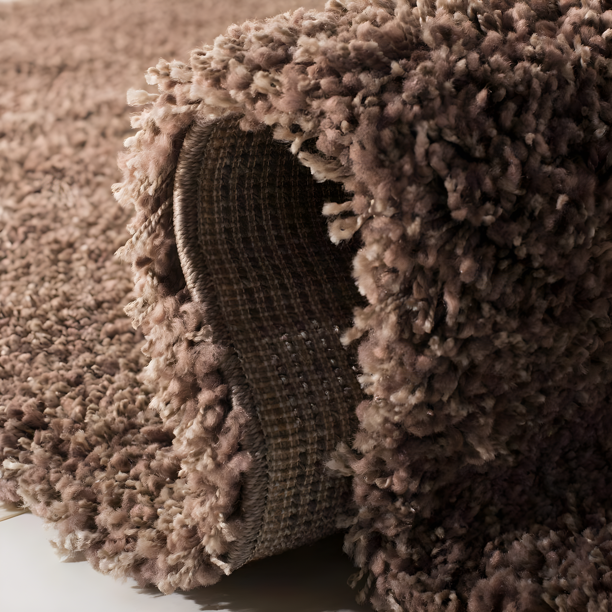 SAFAVIEH California Solid Plush Shag Area Rug, Taupe, 5'3" x 5'3" Square