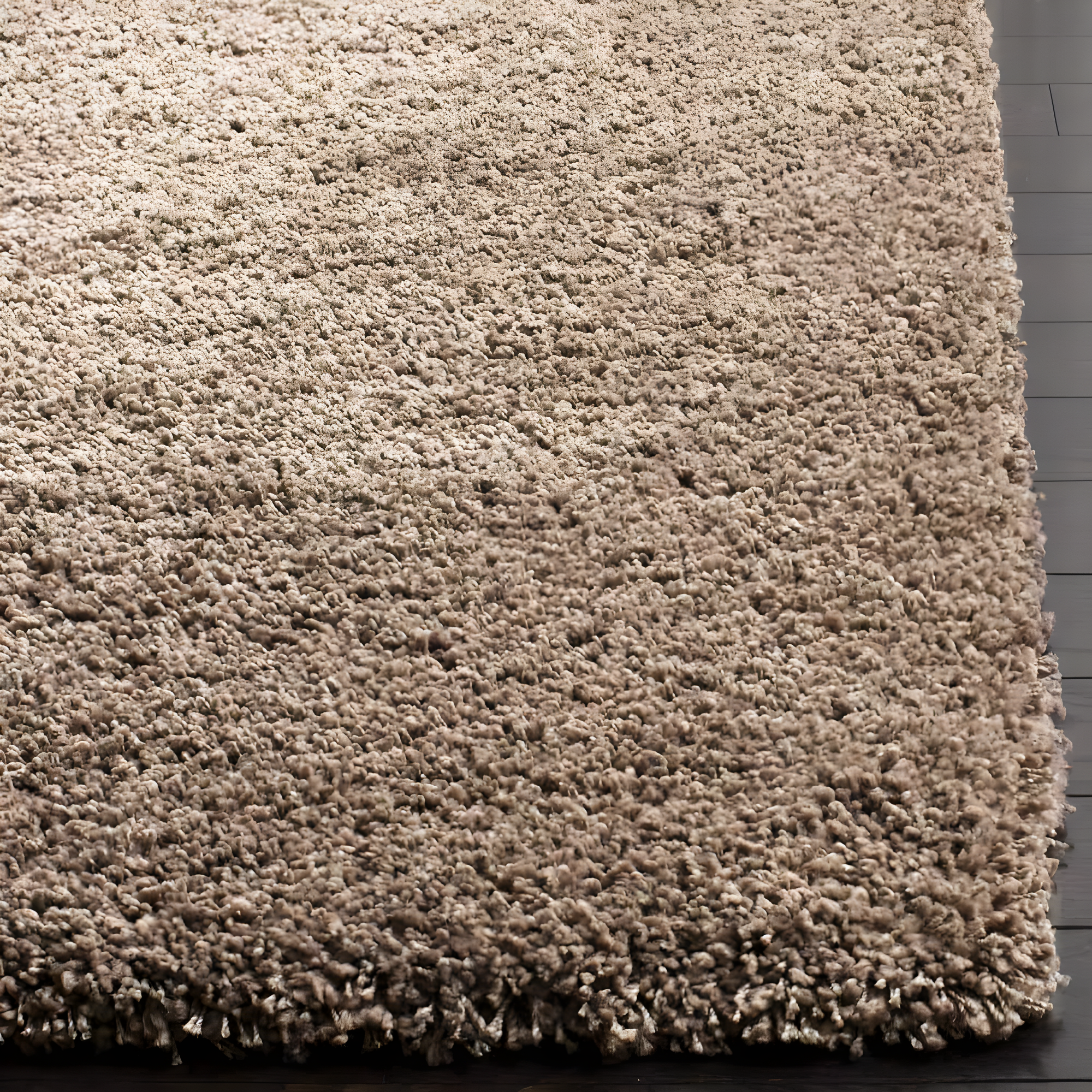 SAFAVIEH California Solid Plush Shag Area Rug, Taupe, 5'3" x 5'3" Square