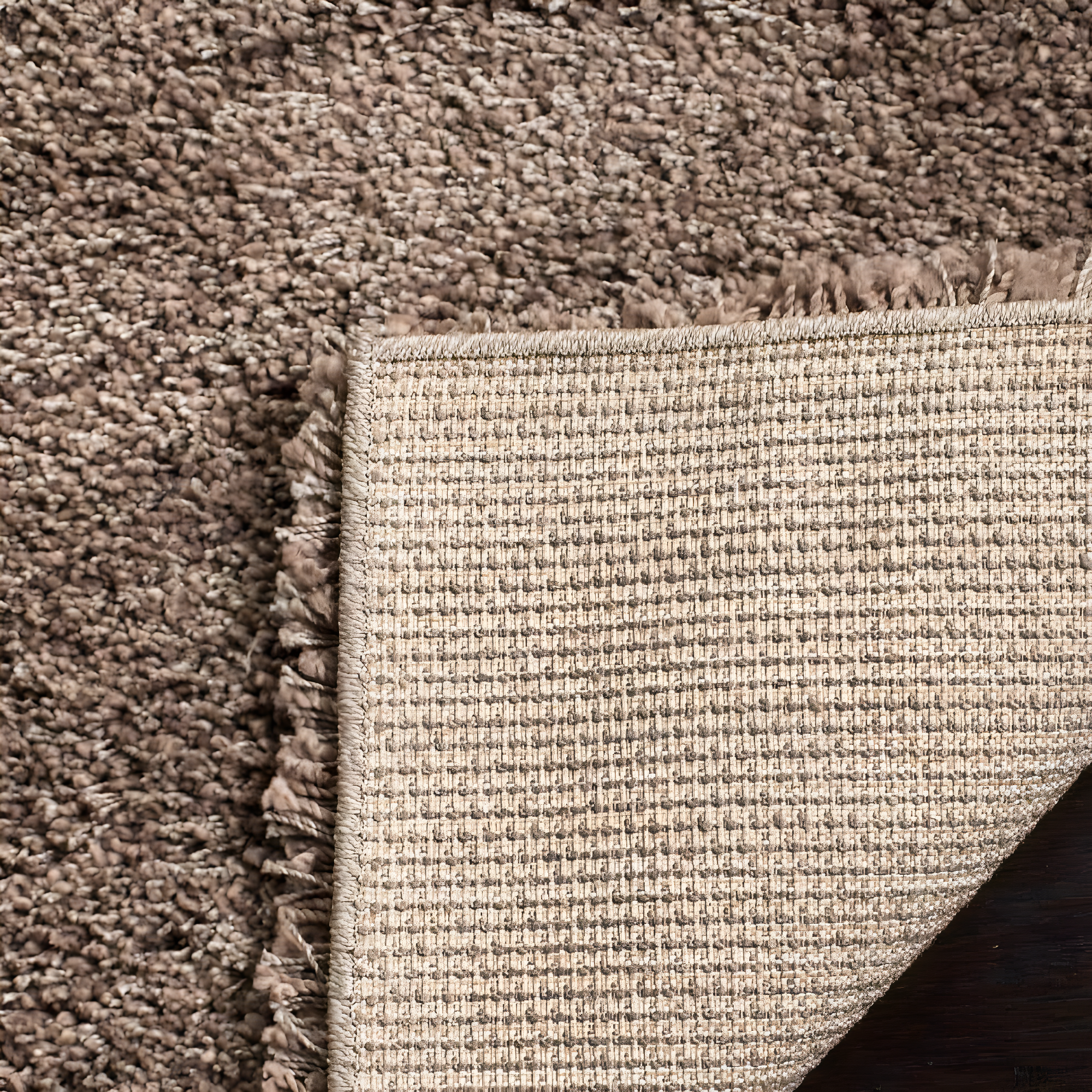 SAFAVIEH California Solid Plush Shag Area Rug, Taupe, 5'3" x 5'3" Square