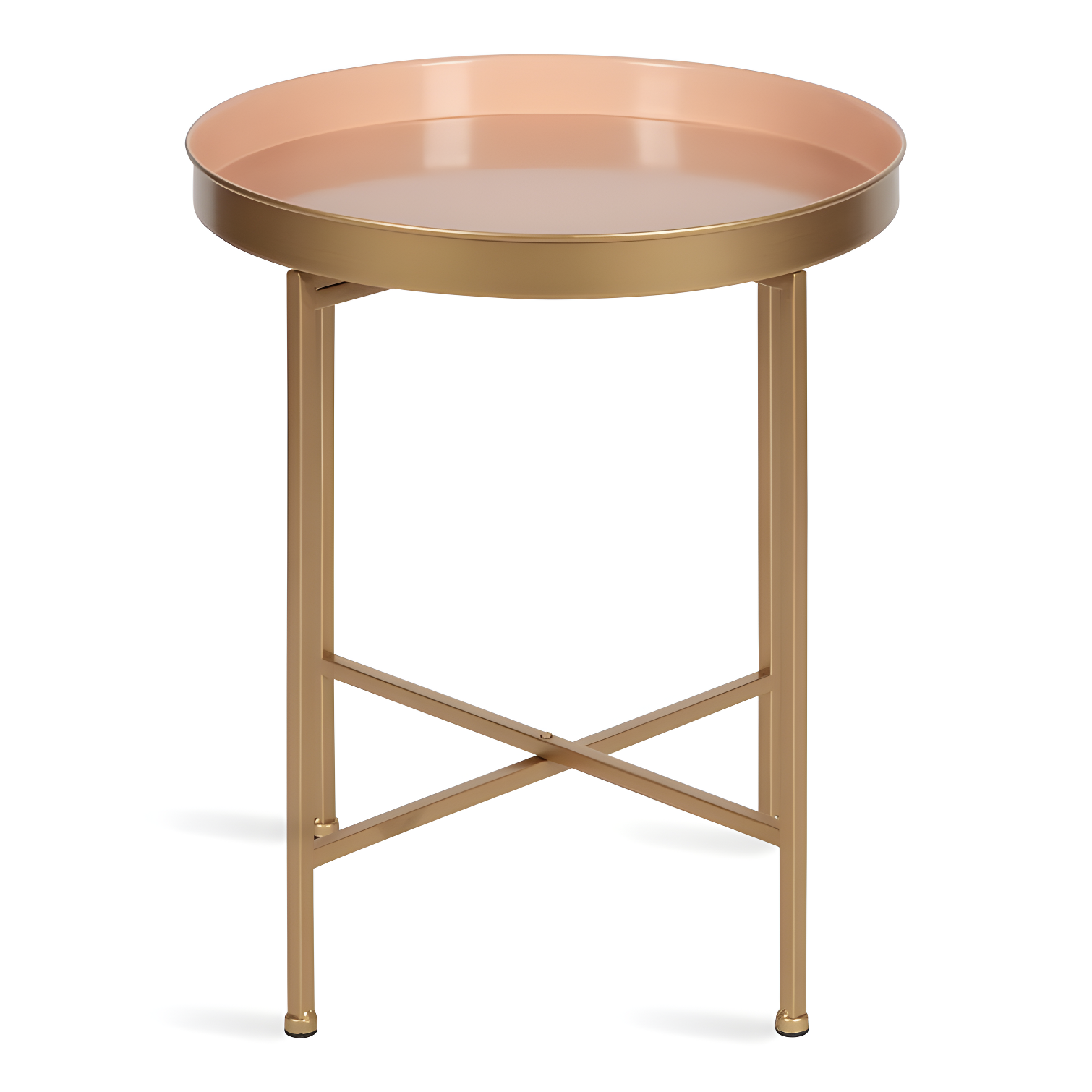 Kate and Laurel Celia Round Metal Side Table, 18.25x18.25x22, Pink and Gold