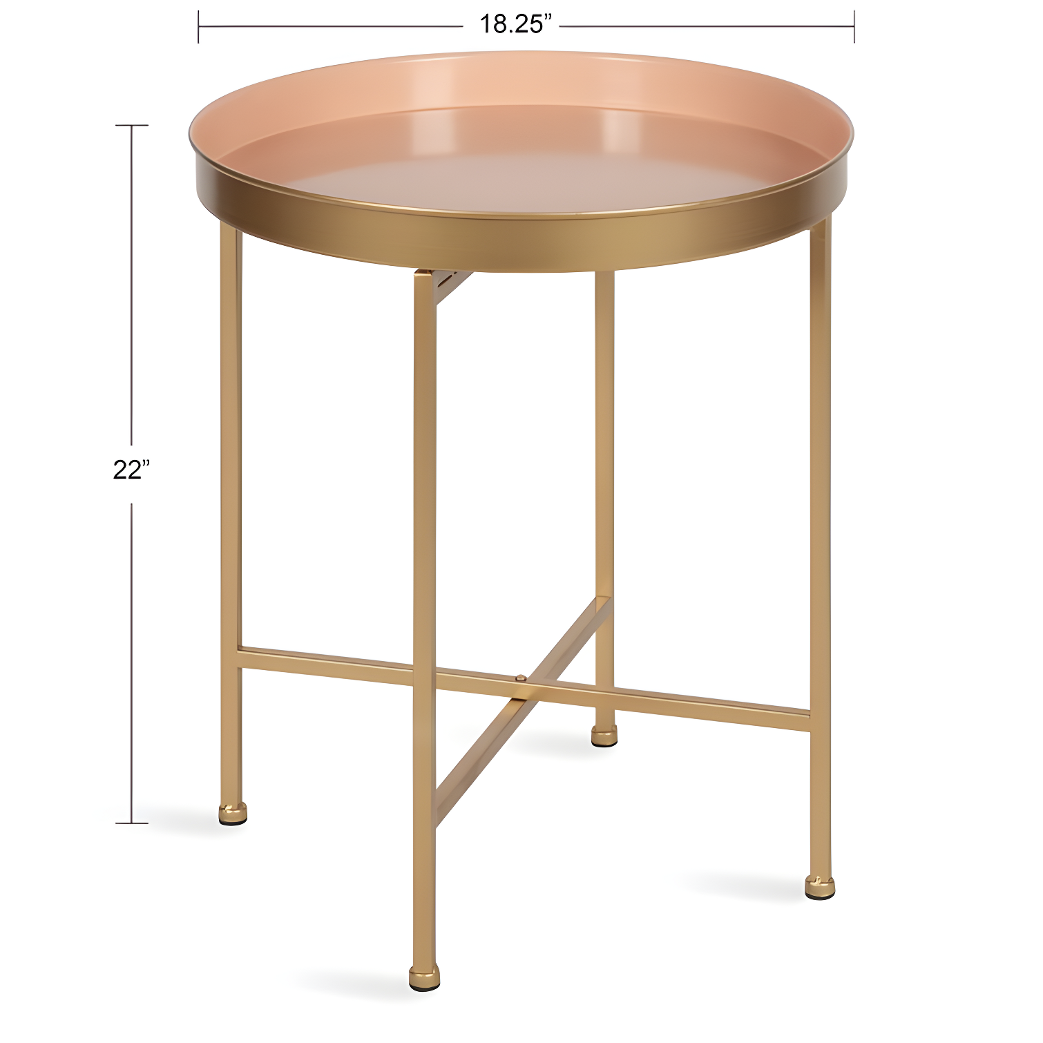 Kate and Laurel Celia Round Metal Side Table, 18.25x18.25x22, Pink and Gold