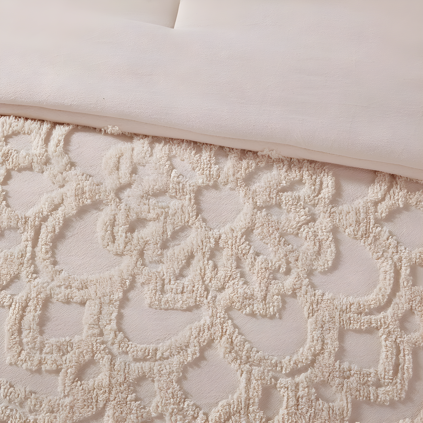 Laetitia Tufted Chenille Cotton Medallion Fringe Coverlet Set