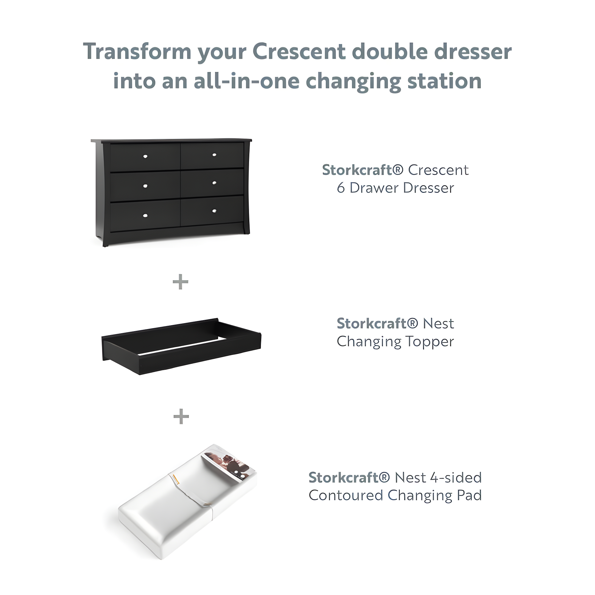 Crescent 6 Drawer Double Dresser