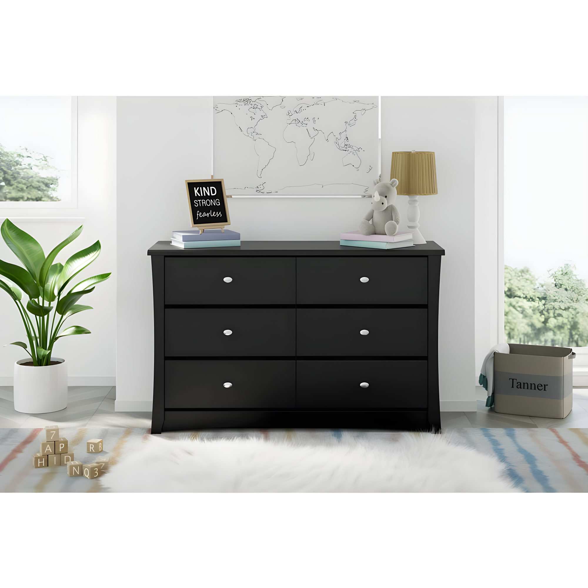 Crescent 6 Drawer Double Dresser