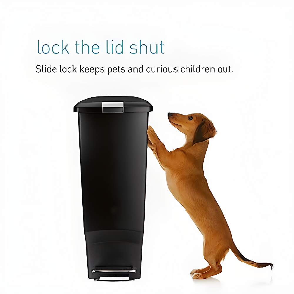 simplehuman 40 Liter / 10.6 Gallon Slim Kitchen Step Trash Can with Secure Slide Lock, Plastic